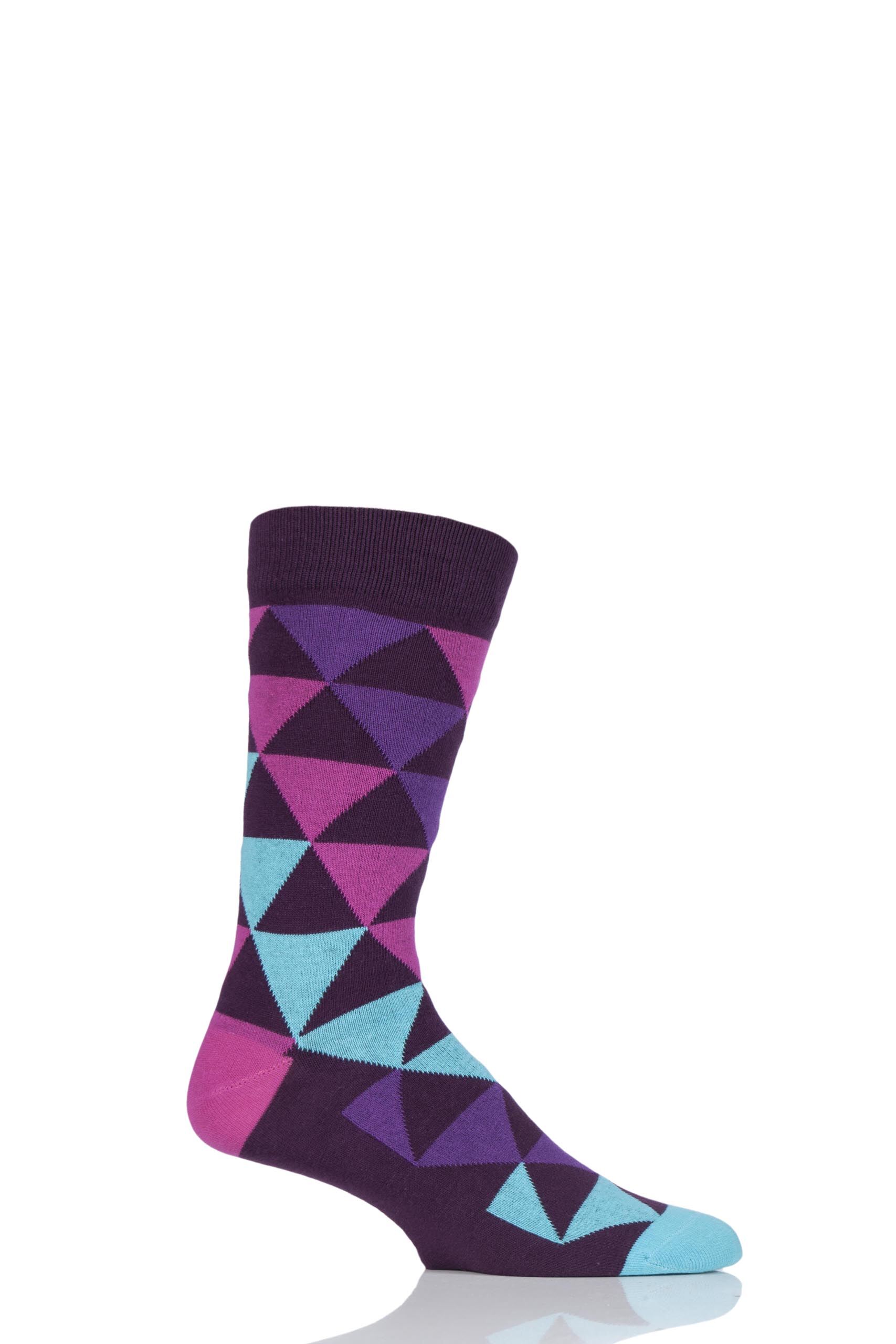 Image of 1 Pair Diamonds 2 Colour Burst Patterns Cotton Socks Men's 7-11 Mens - SOCKSHOP
