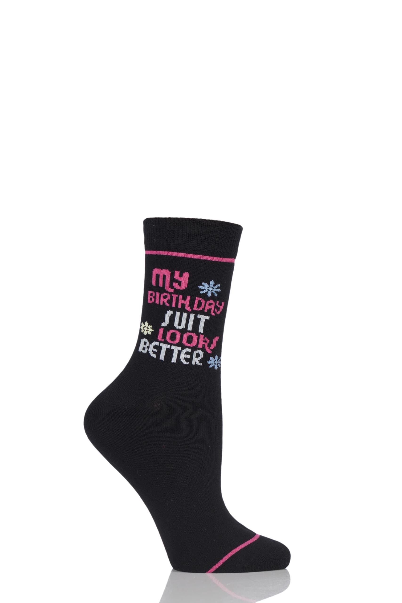 Image of 1 Pair Black Birthday Dare To Wear - My Birthday Suit Looks Better 75% OFF Ladies 4-8 Ladies - SOCKSHOP