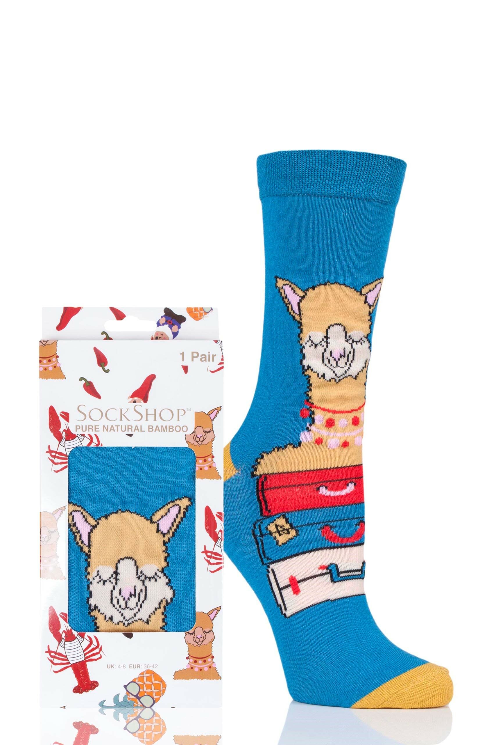 Image of 1 Pair Alpaca My Bags Bamboo Alpaca My Bags Gift Boxed Socks Ladies 4-8 Ladies - Lazy Panda