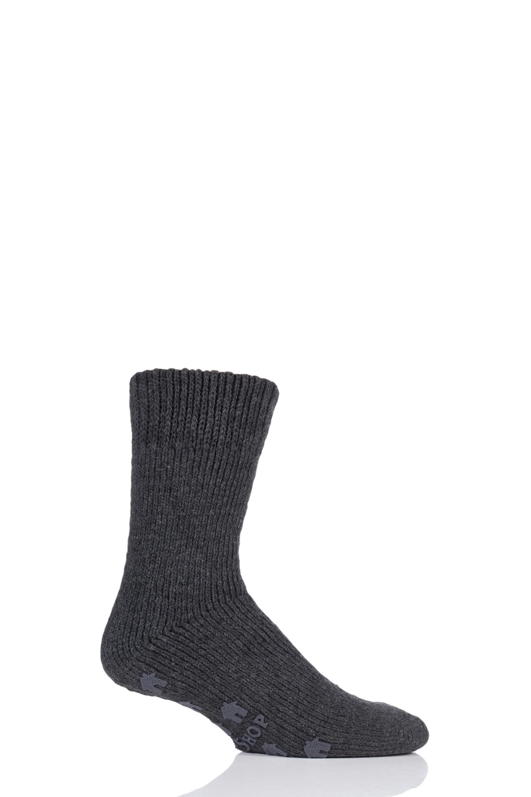Image of 1 Pair Charcoal Natural Home Slipper Socks Unisex 7-11 Mens - SOCKSHOP