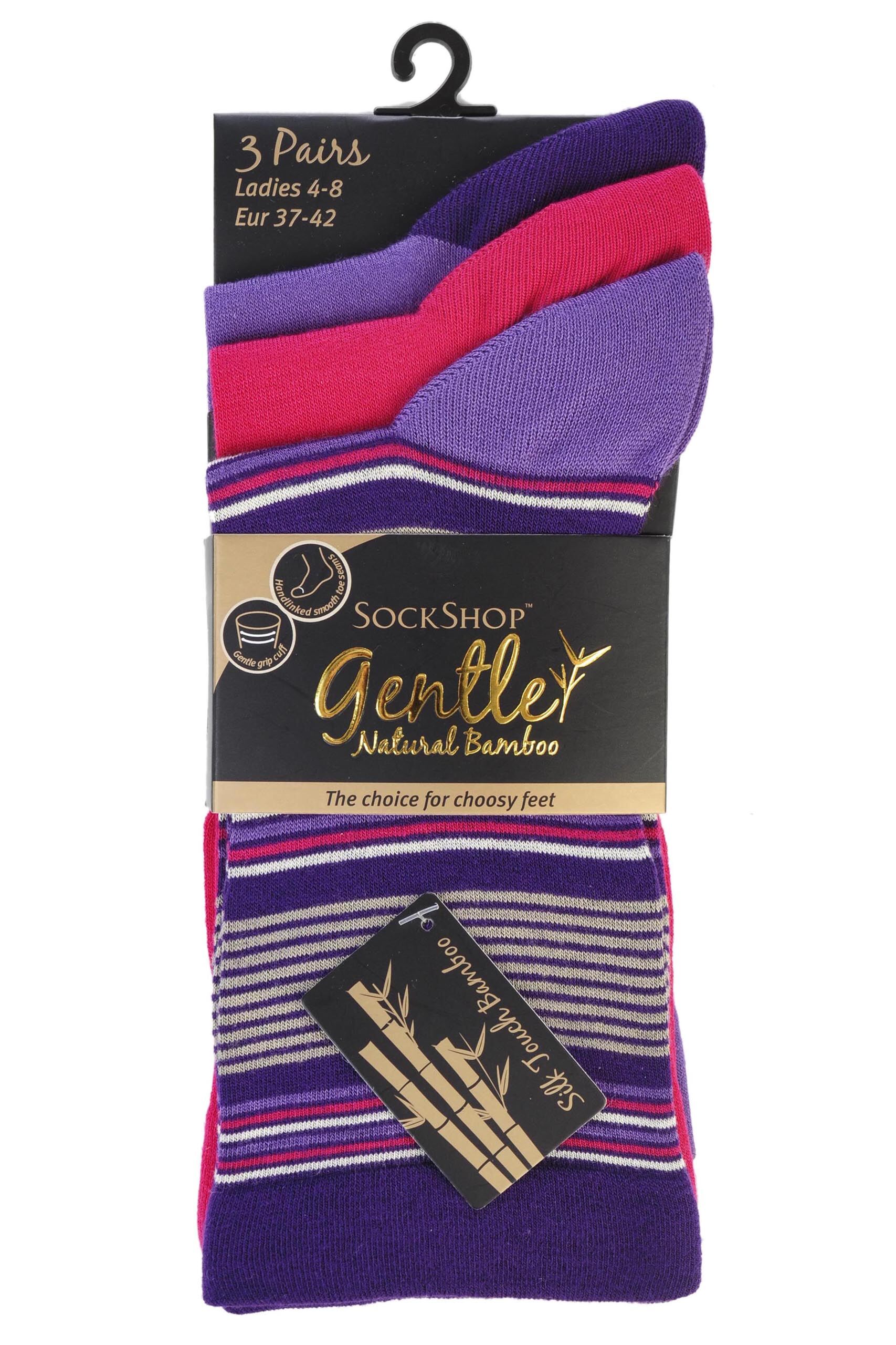 SockShop Gentle Bamboo Socks with Smooth Toe Seams in Plains and Stripes