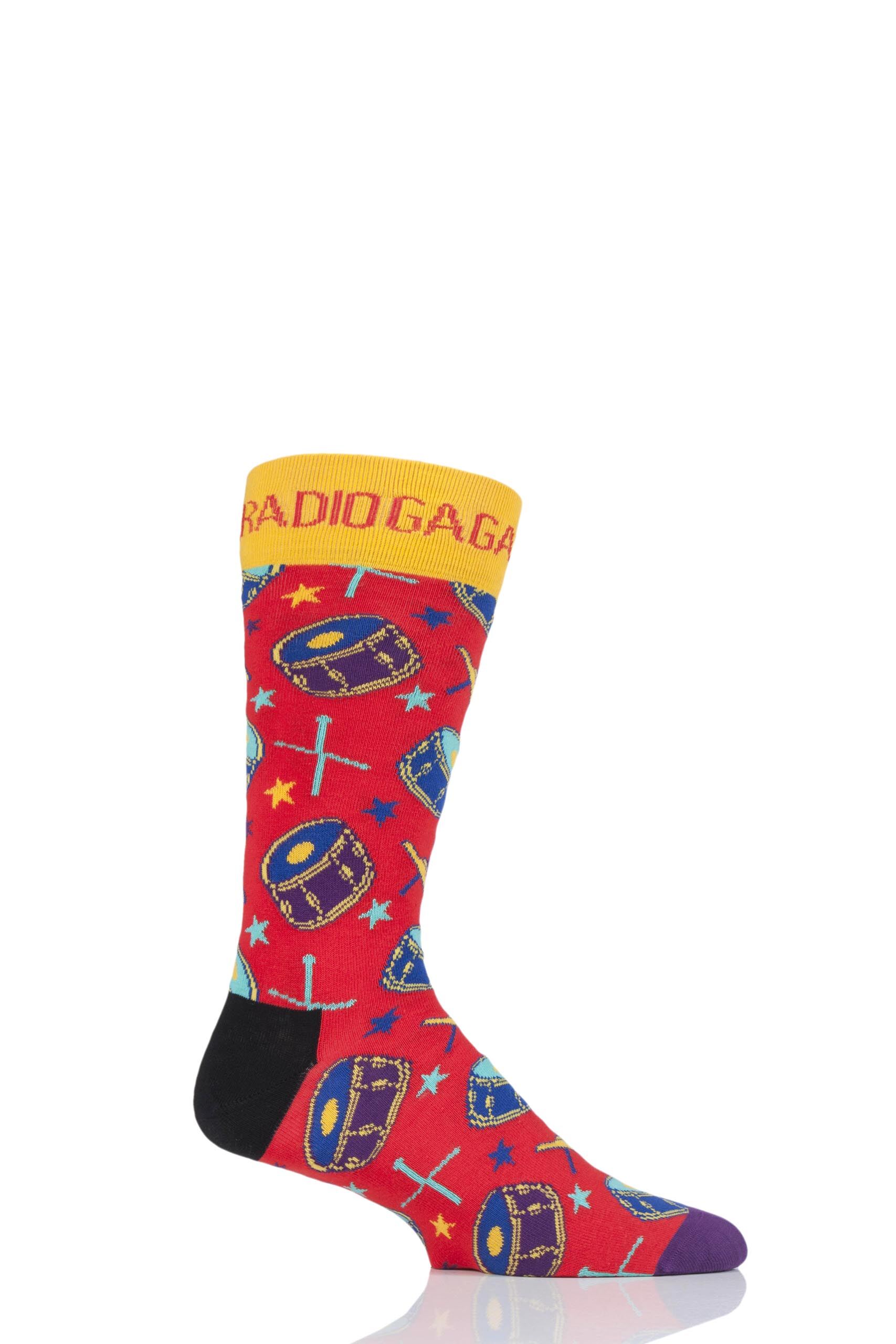 Image of 1 Pair Multi Queen 'Radio Ga Ga' Combed Cotton Socks Unisex 7-11 Unisex - Happy Socks
