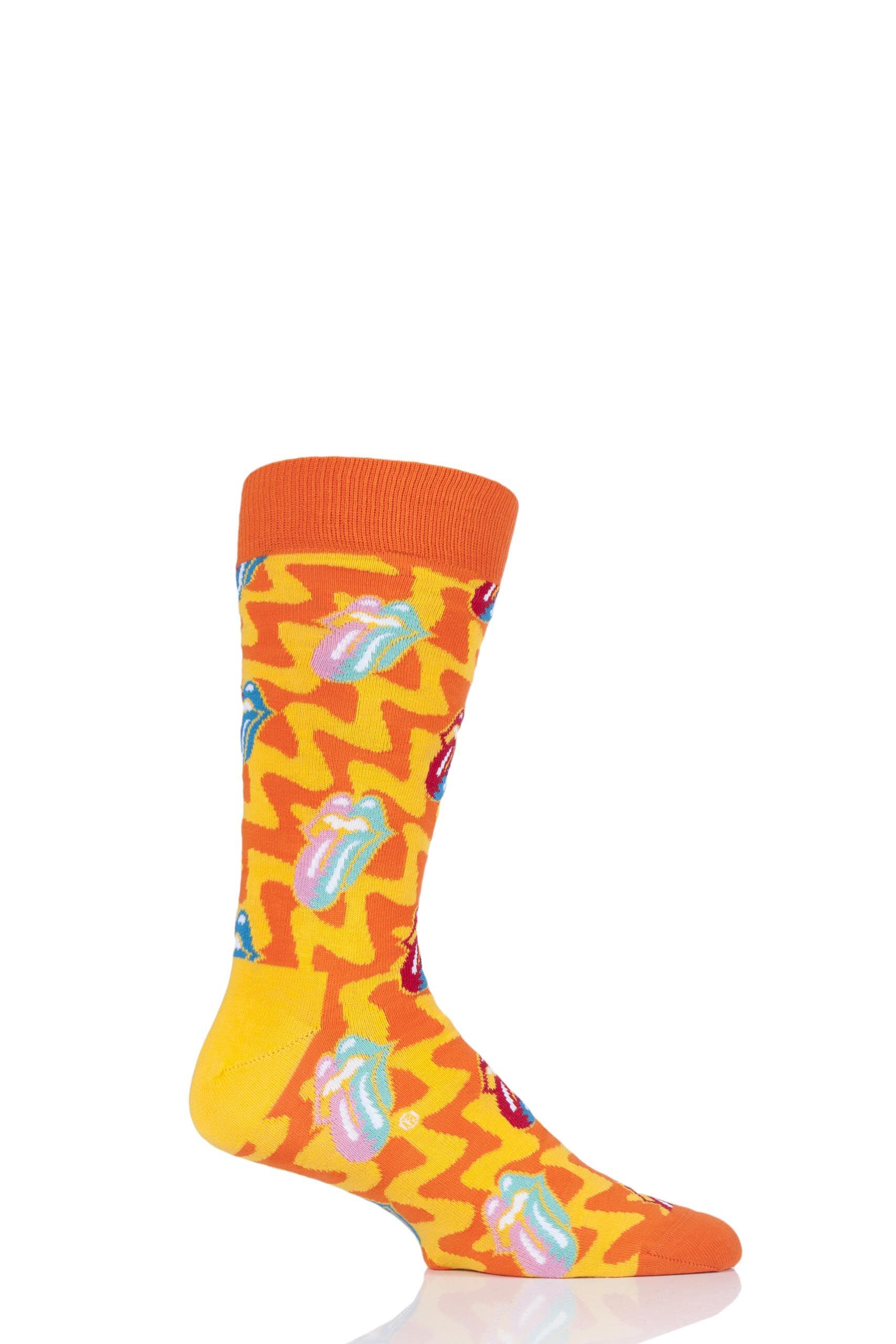 Image of 1 Pair Assorted Rolling Stones Multi Tongue and Lips Cotton Socks Men's 7.5-11.5 Unisex - Happy Socks