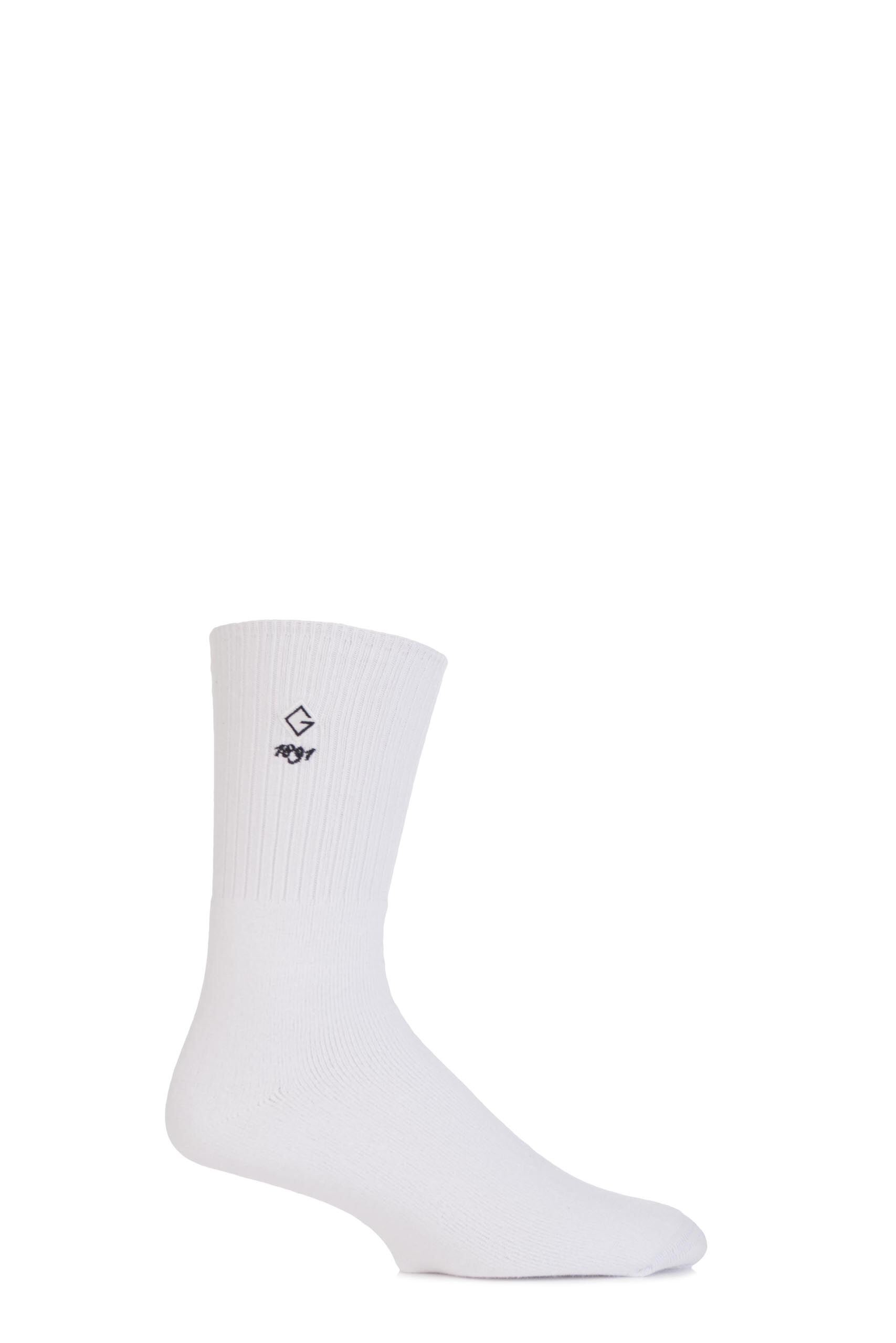 Image of 1 Pair White Cushioned Comfort Cuff Golf Socks Men's 12-14 Mens - Glenmuir