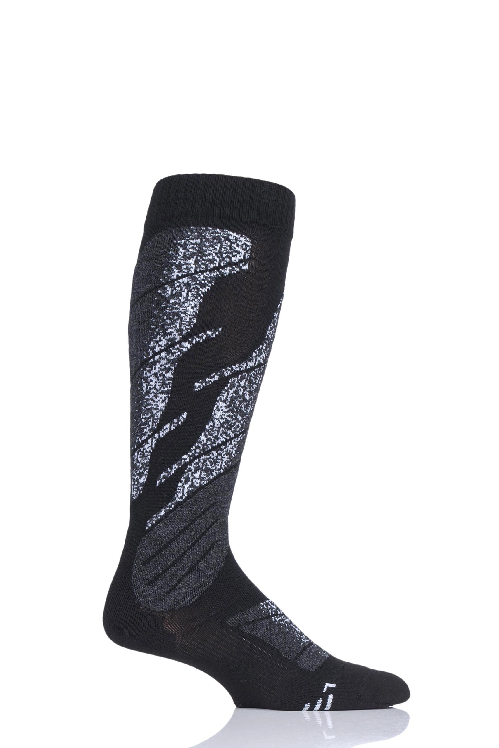 Image of 1 Pair Black All Mountain Ski Socks Men's 10-12 Mens - UYN