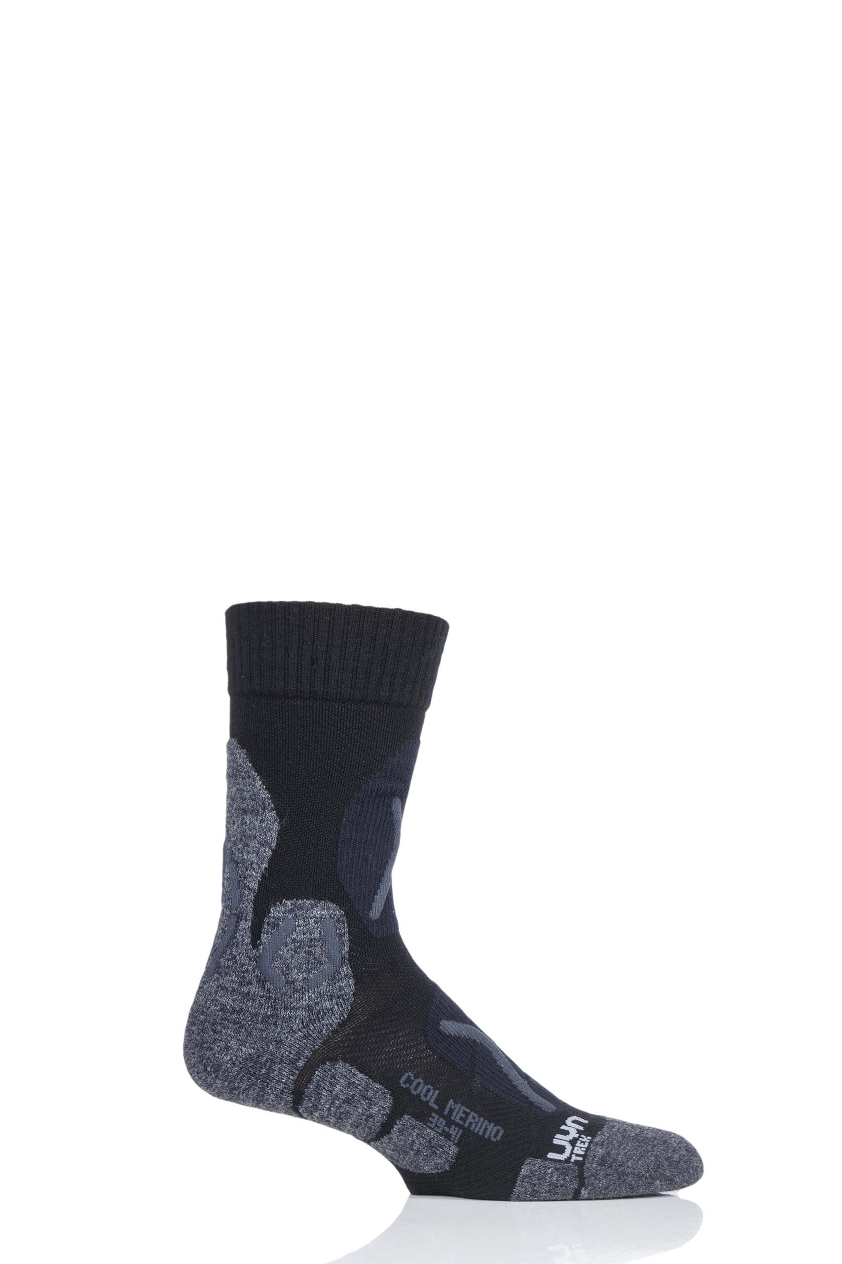 Image of 1 Pair Black Cool Merino Trekking Socks Men's 10-12 Mens - UYN