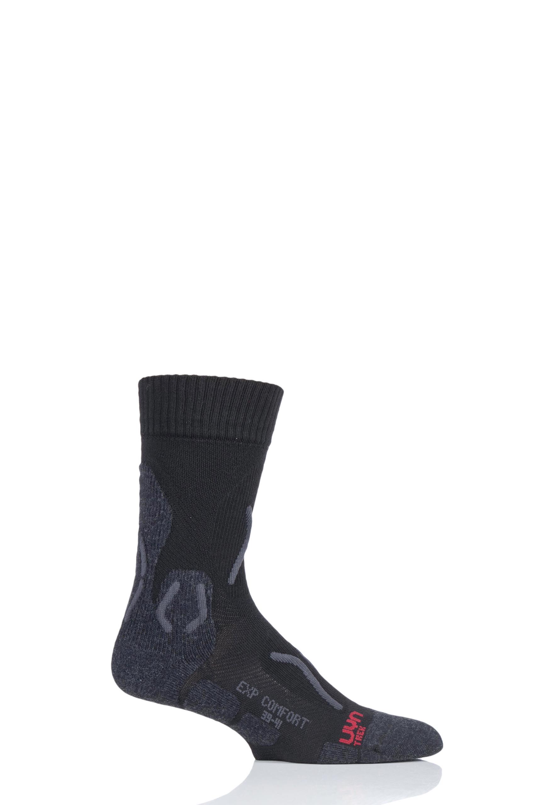 Image of 1 Pair Black Explorer Comfort Trekking Socks Men's 6-7.5 Mens - UYN