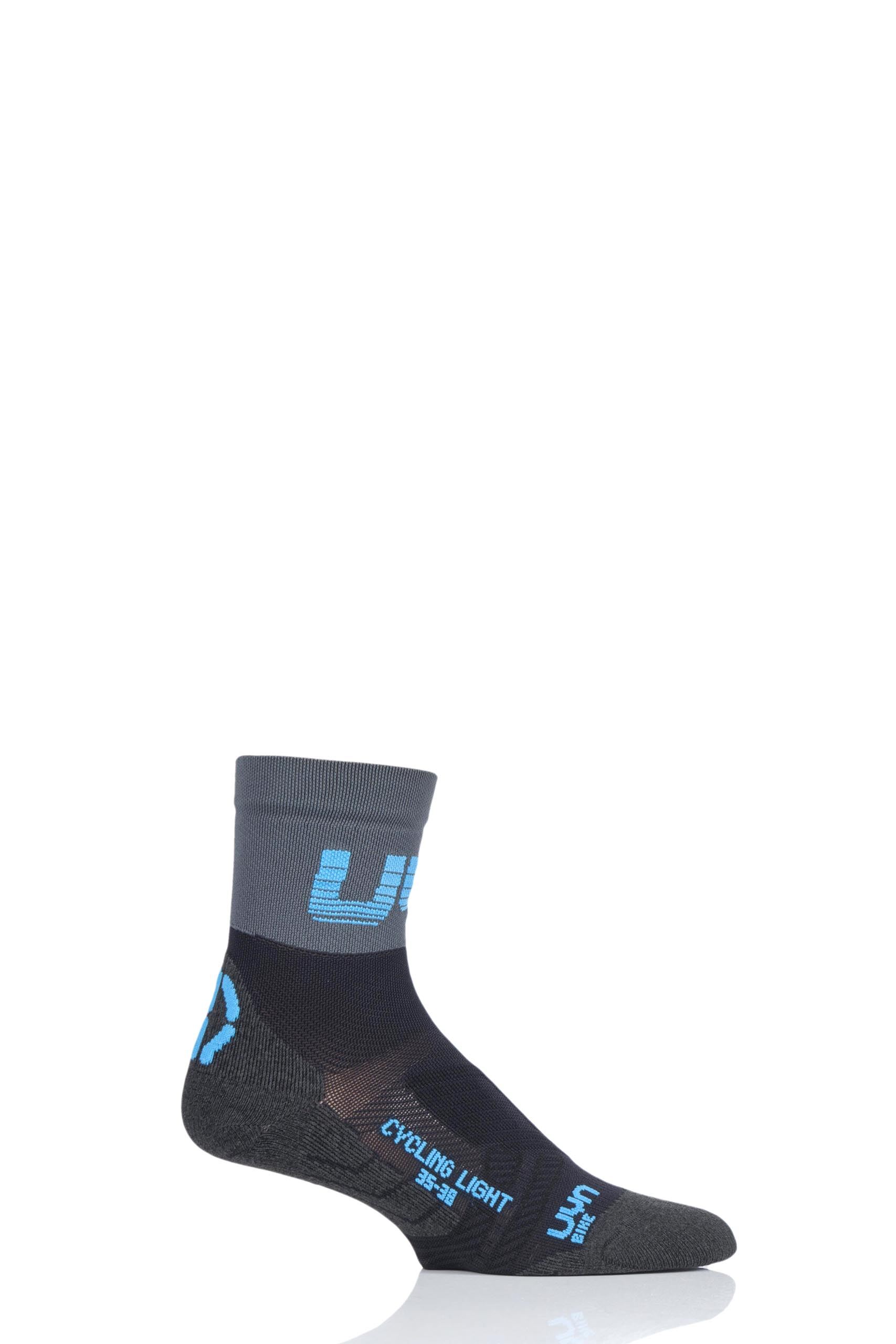 Image of 1 Pair Black / Grey Cycling Light Weight Socks Men's 10-12 Mens - UYN