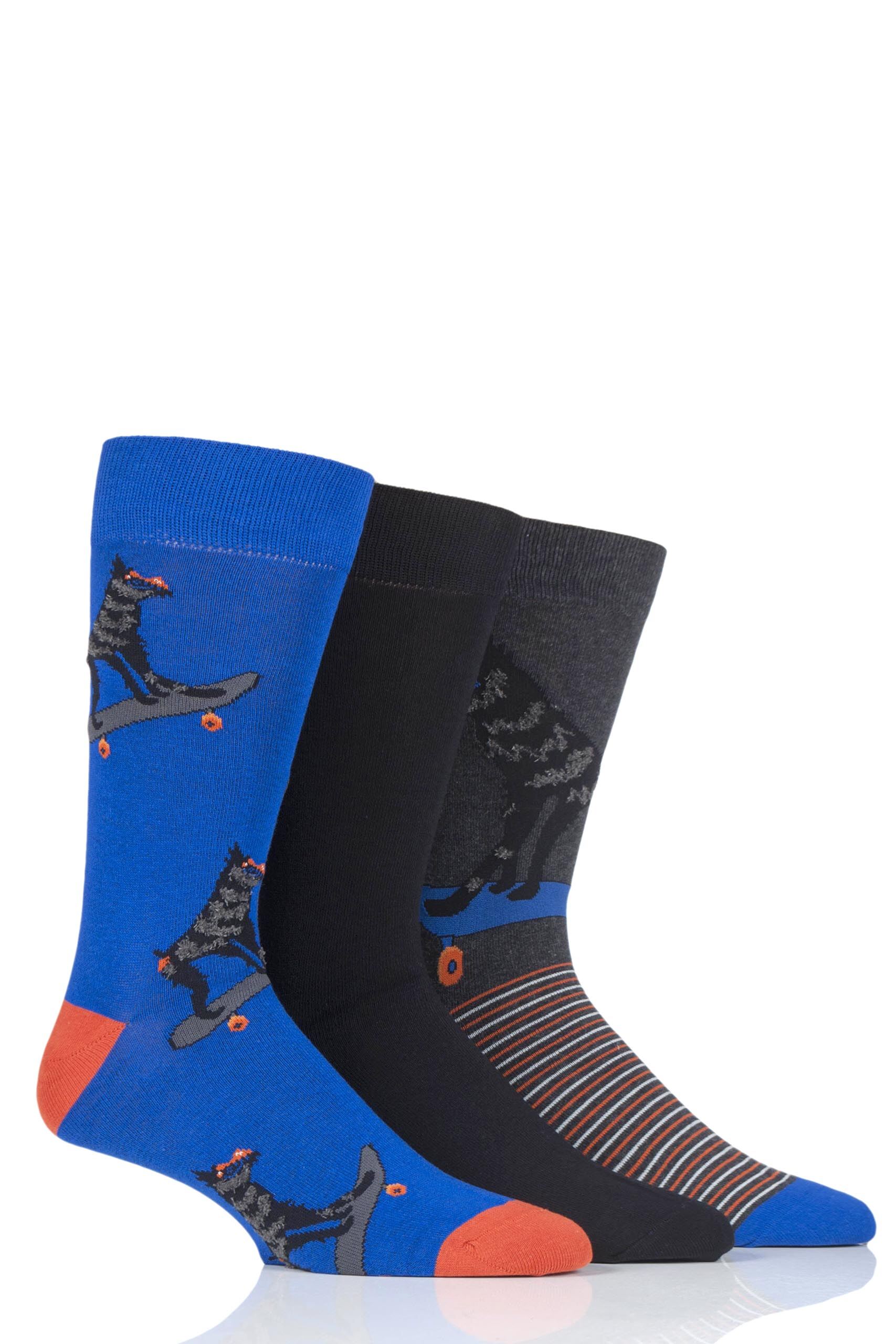Image of 3 Pair Multi Baboon Novelty Cotton Socks Men's 7-11 Mens - Wild Feet