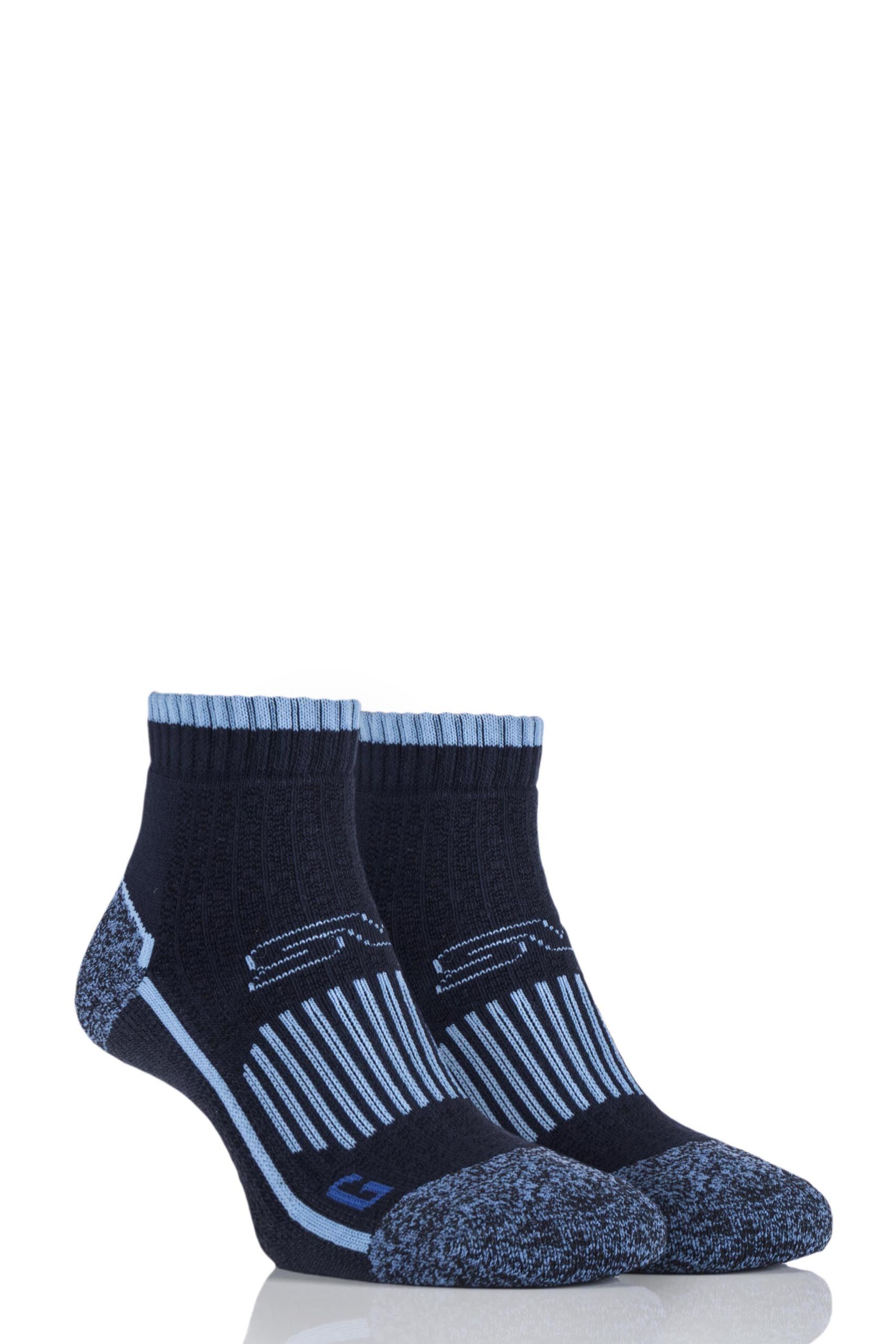Image of 2 Pair Dark Navy with BlueGuard Ankle High Hiking Socks Ladies 4-8 Ladies - Storm Bloc