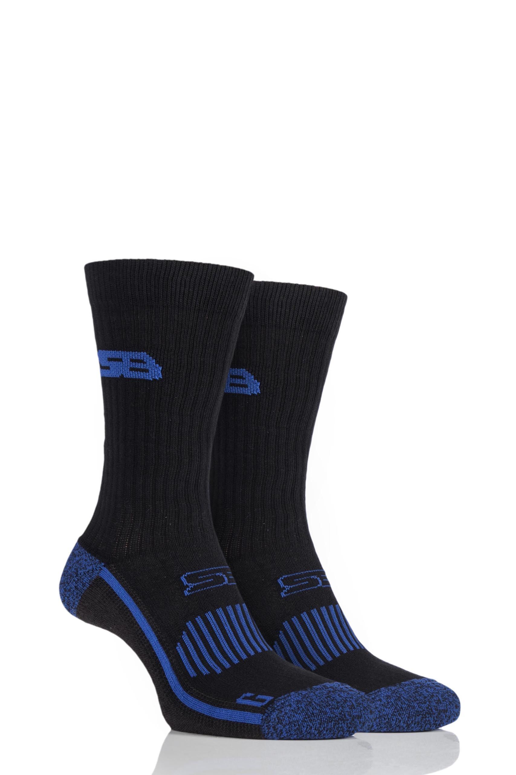 Image of 2 Pair Black with BlueGuard Sports Crew Socks Men's 9-11 Mens - Storm Bloc