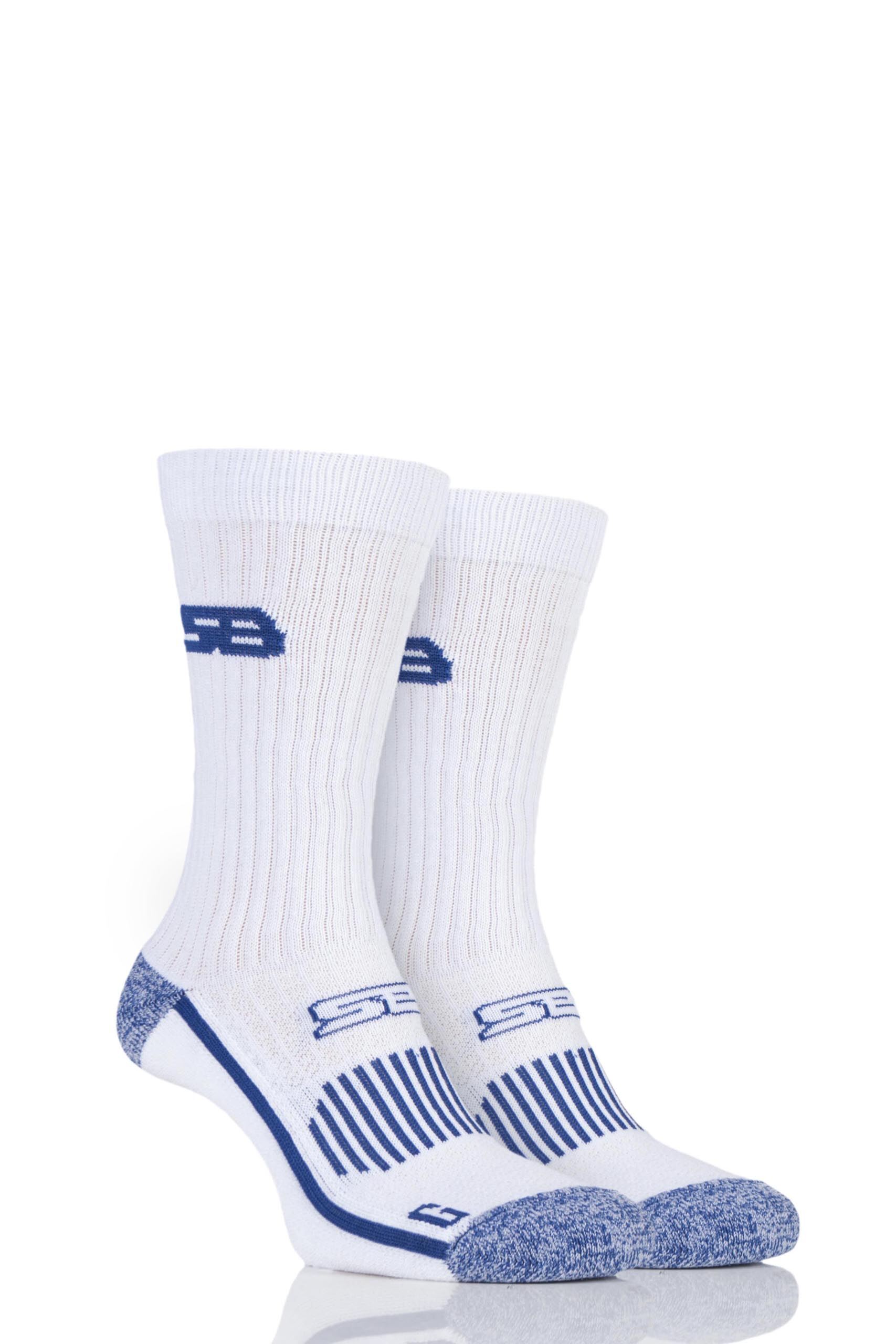 Image of 2 Pair White with BlueGuard Sports Crew Socks Men's 9-11 Mens - Storm Bloc