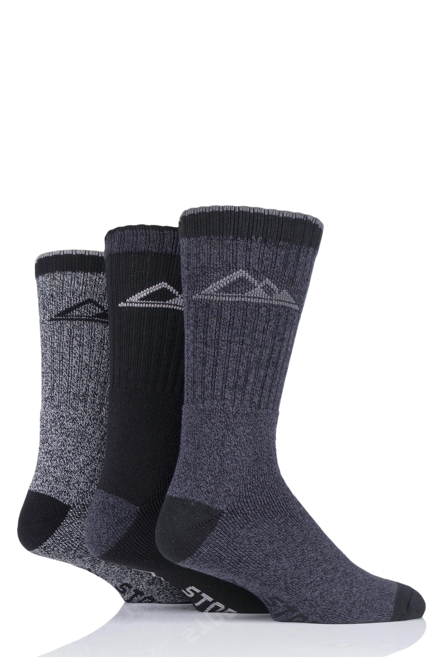 Image of 3 Pair Black / Grey Marl Boot Socks Men's 6-11 Mens - Storm Bloc