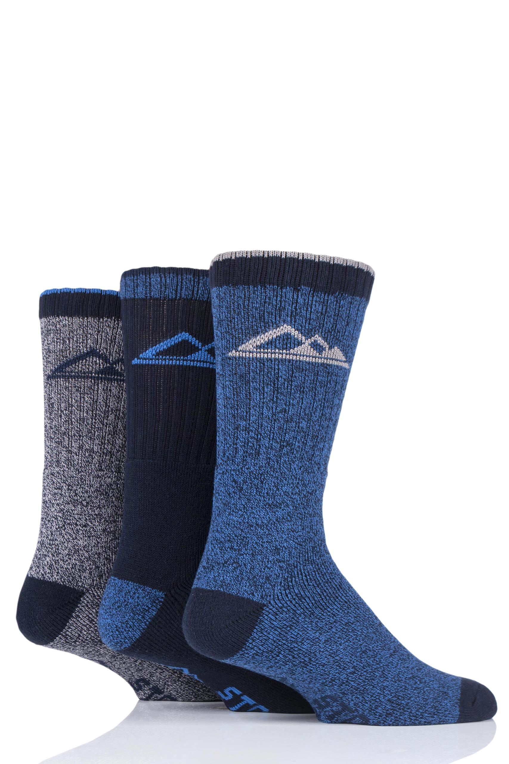 Image of 3 Pair Navy / Blue Marl Boot Socks Men's 6-11 Mens - Storm Bloc