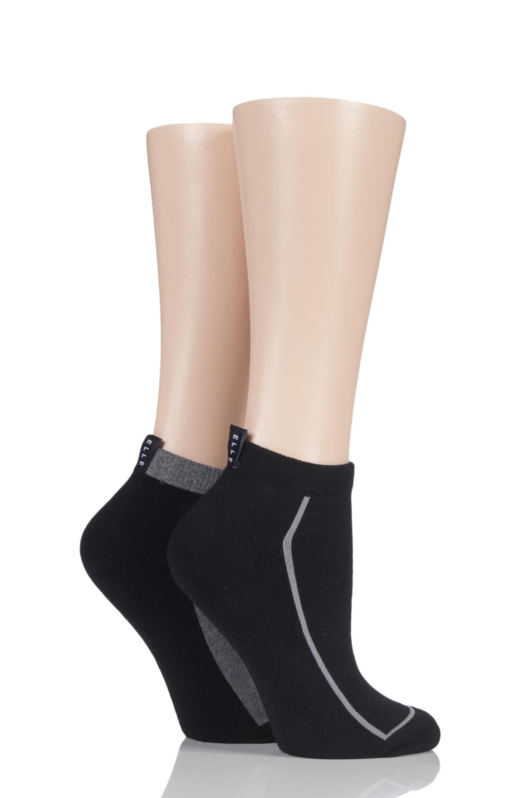 Image of 2 Pair Black Cushion Foot Trainer Socks With Liner Tag Ladies 4-8 Ladies - Elle