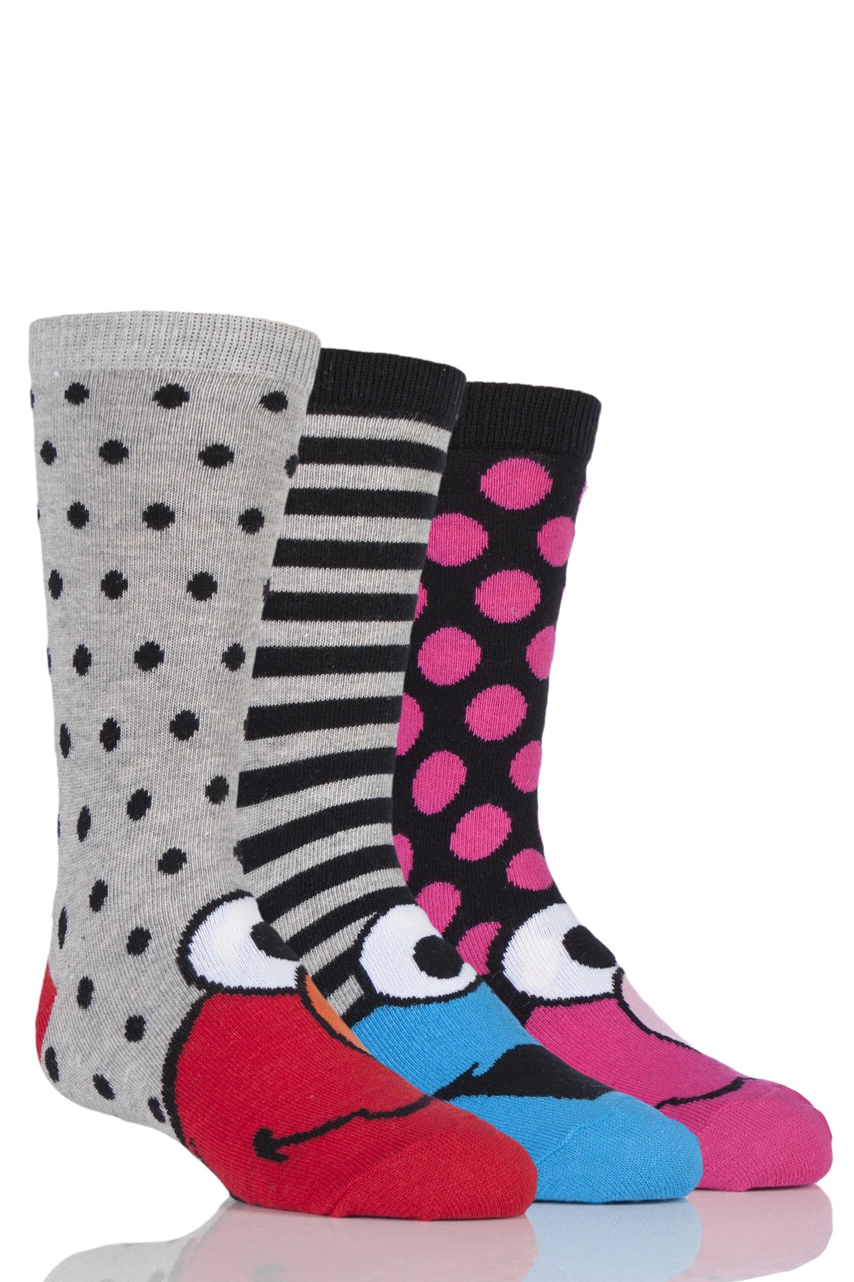 Image of 3 Pair Assorted Sesame Street Socks Kids Unisex 4-6.5 Kids (13-15 Years) - Film & TV Characters