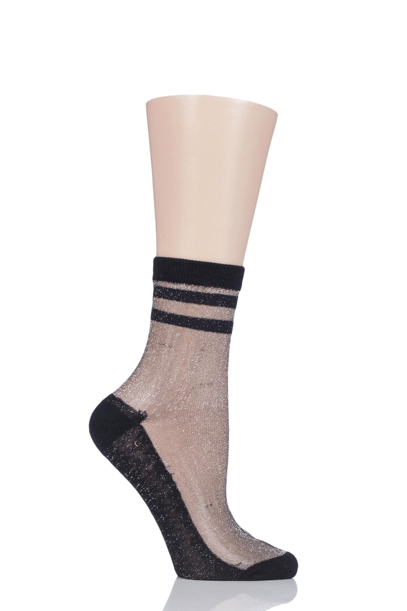 Image of 1 Pair Lurex Sporty Fishnet and Fashion Anklet Socks Ladies 4-8 Ladies - Elle