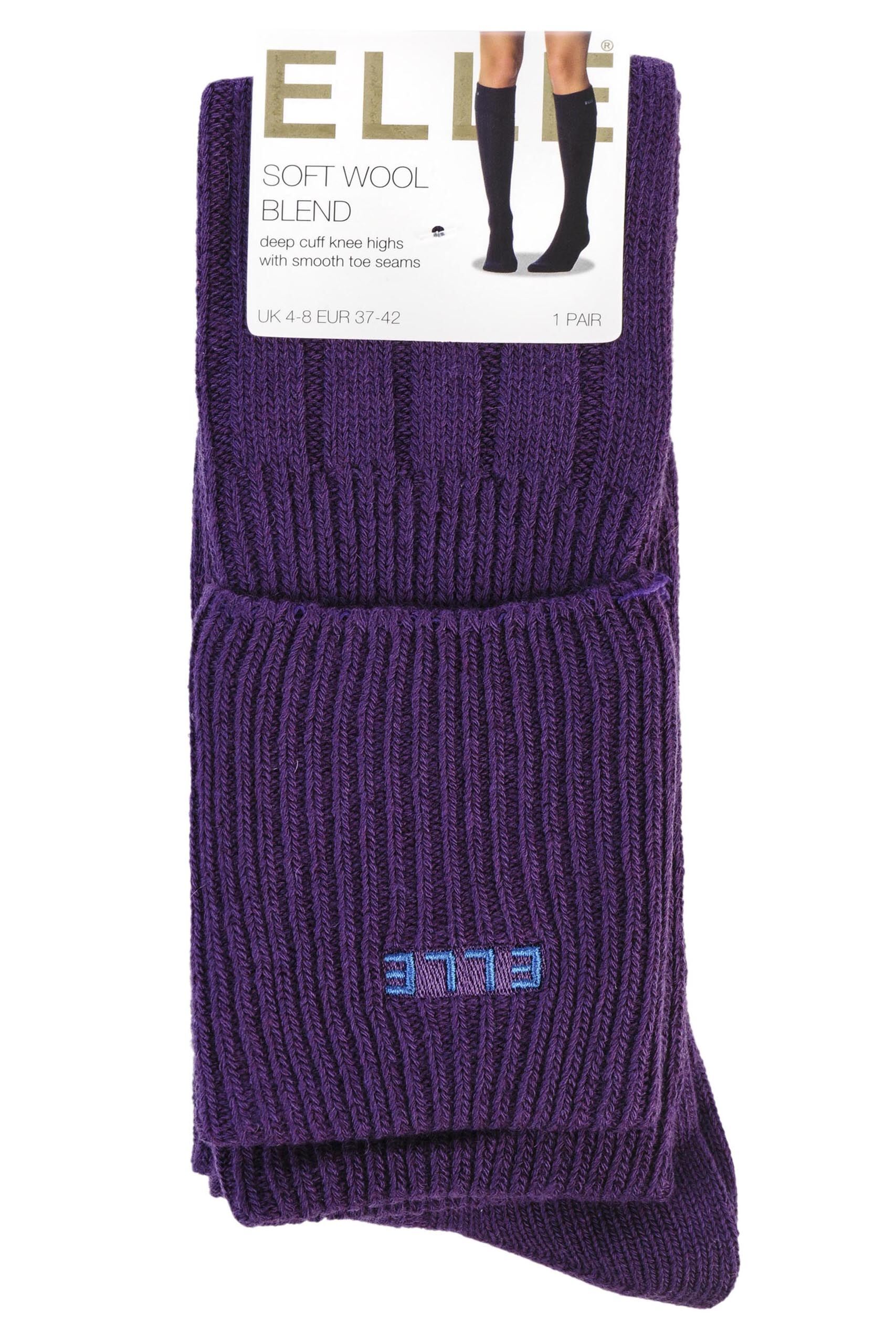 Elle Wool Ribbed Knee High Socks With Cuff