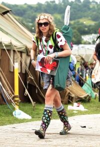 Socks under wellies: A Glasto trend
