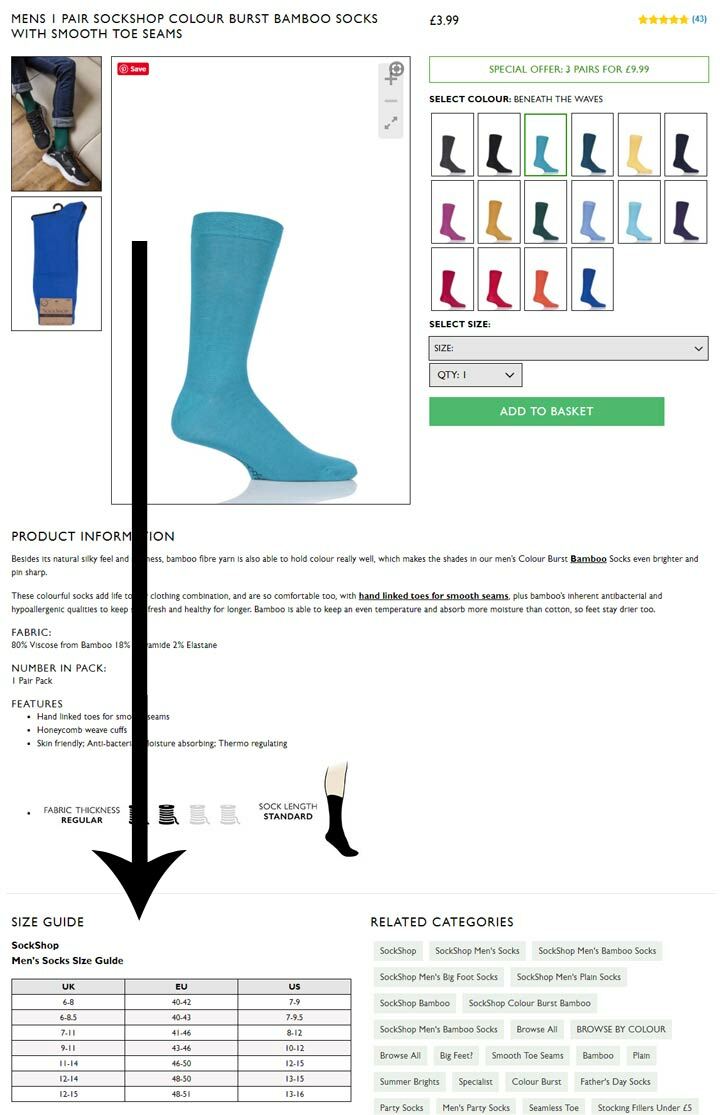 Sock Size Chart 9 11