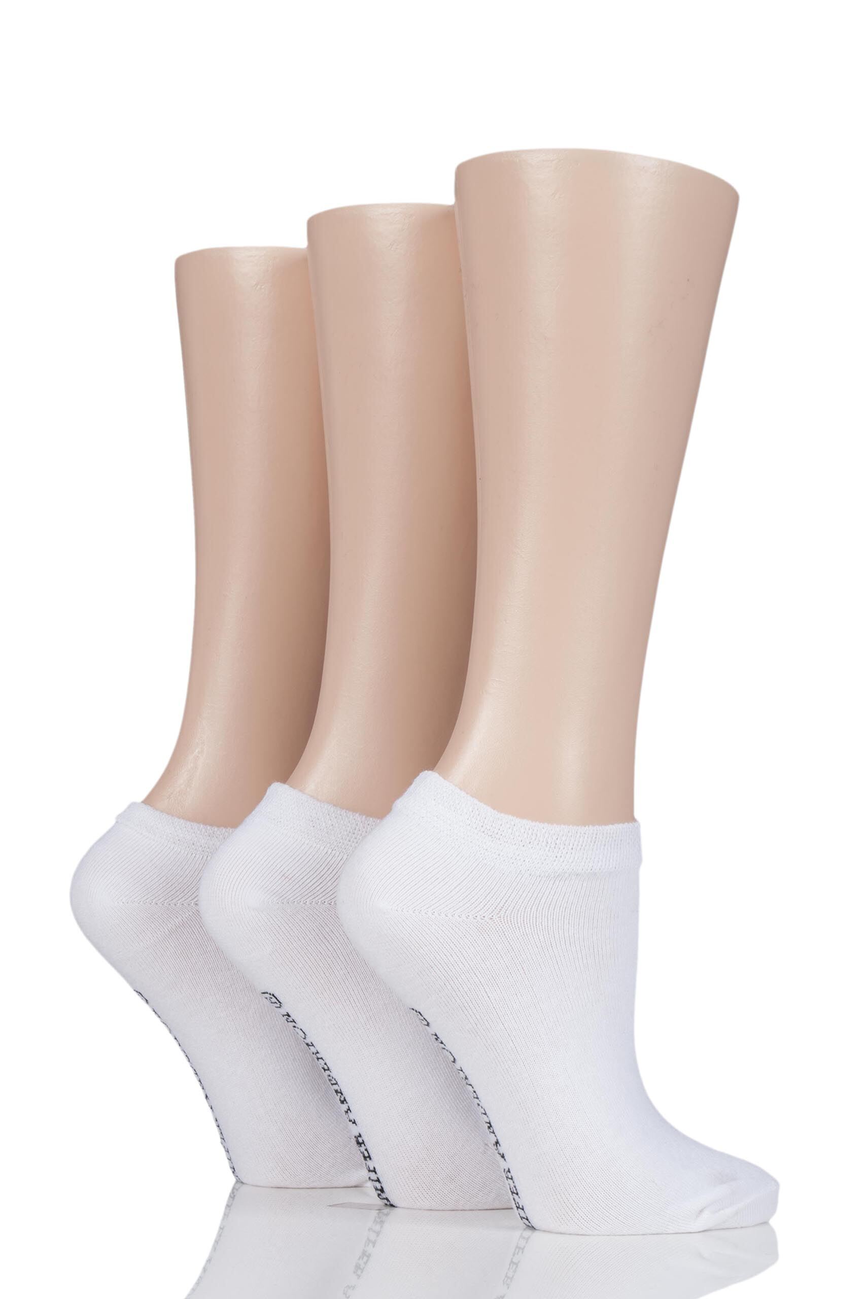 Image of 3 Pair White Plain Cotton Trainer Socks Ladies 4-8 Ladies - Jennifer Anderton