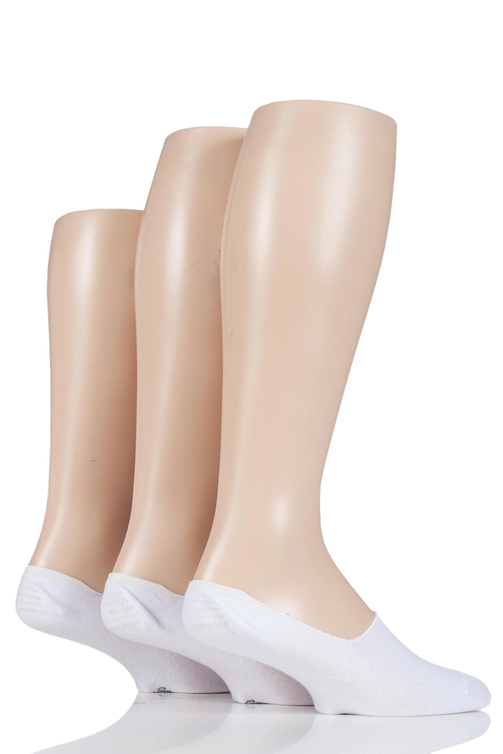 Image of 3 Pair White Cotton Invisible Socks Men's 6-11 Mens - Gentle Grip