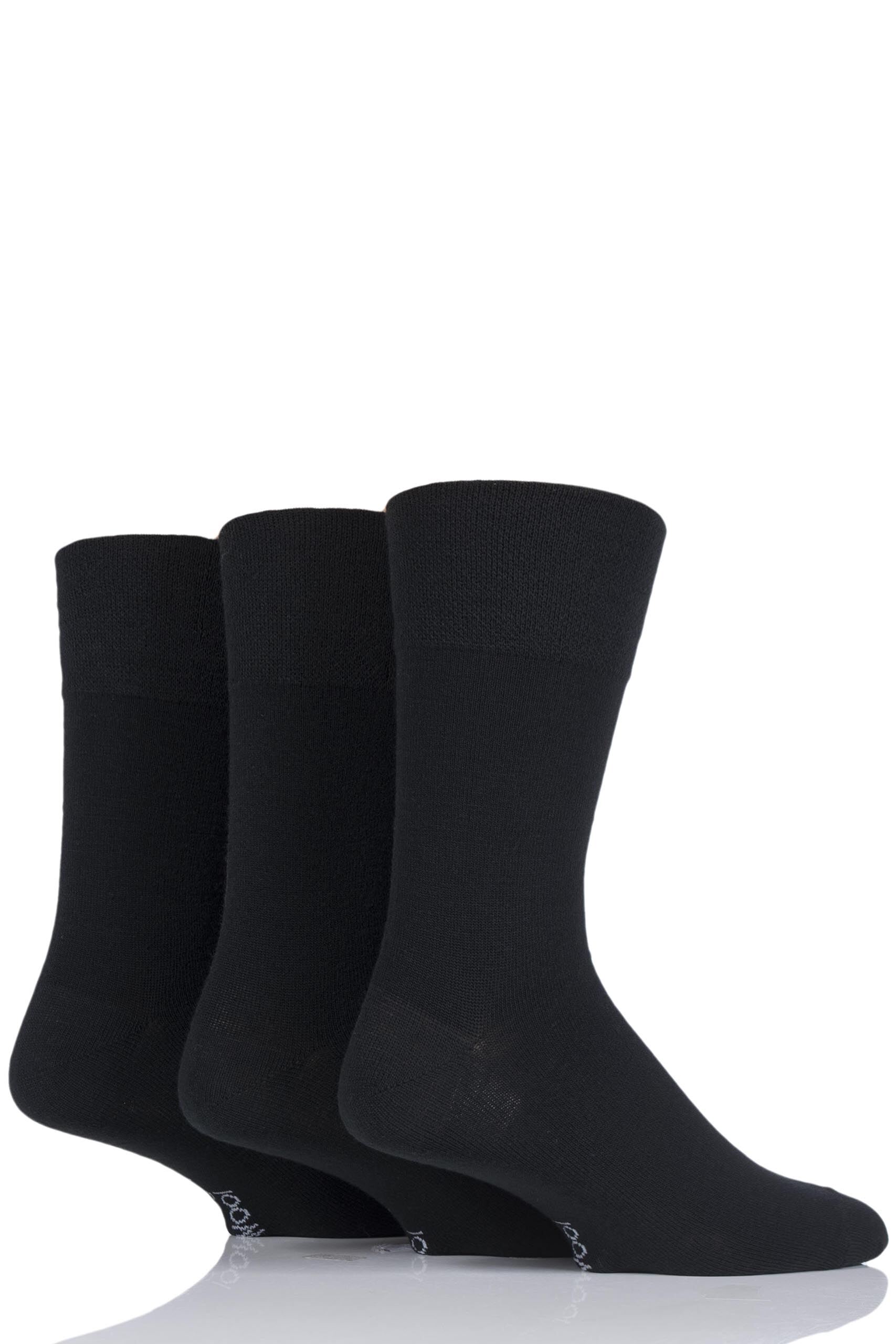 Image of 3 Pair Black Plain Wool Socks Men's 6-11 Mens - Gentle Grip