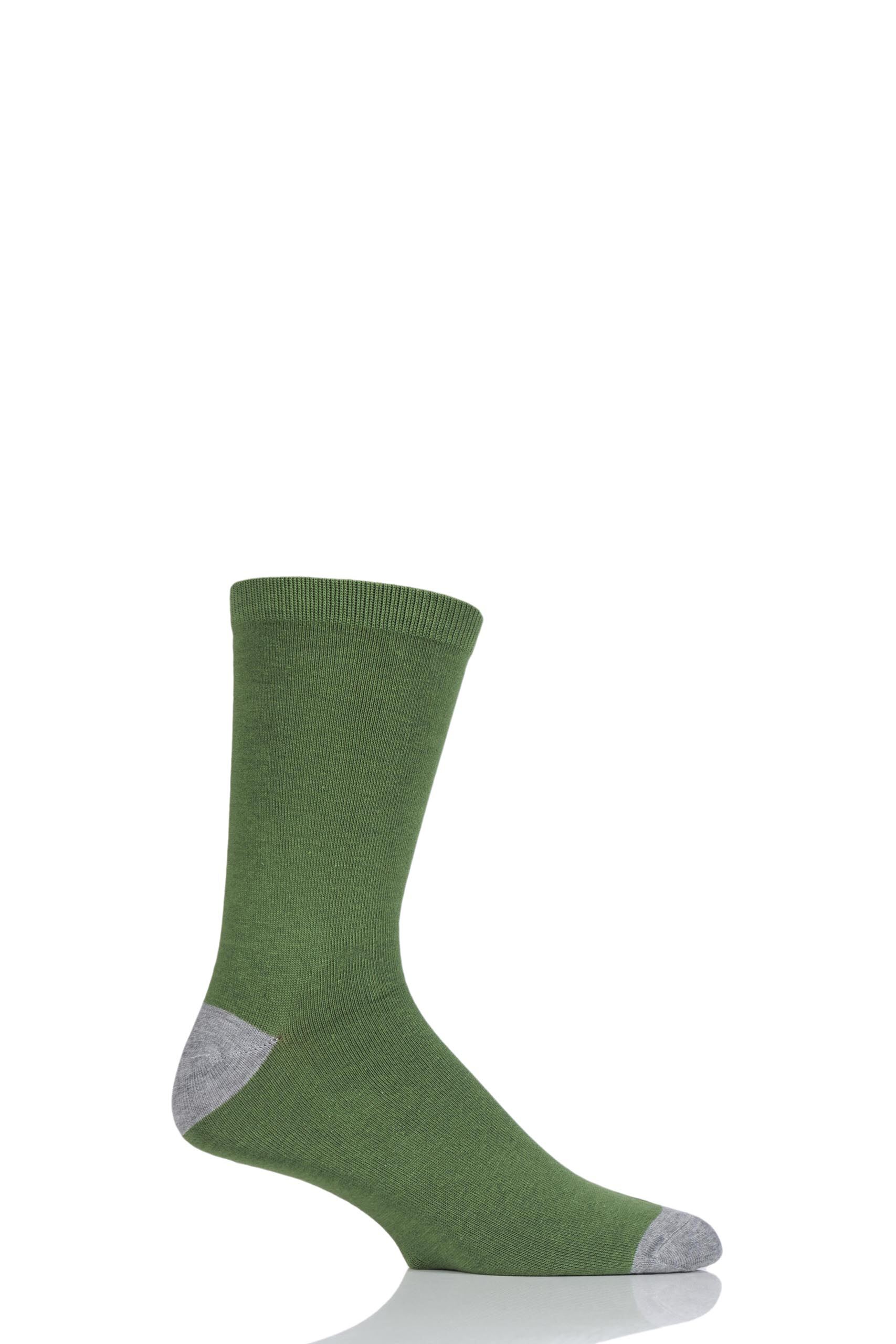 Image of 1 Pair Green Solid Jack Plain Bamboo and Organic Cotton Socks Men's 7-11 Mens - Thought