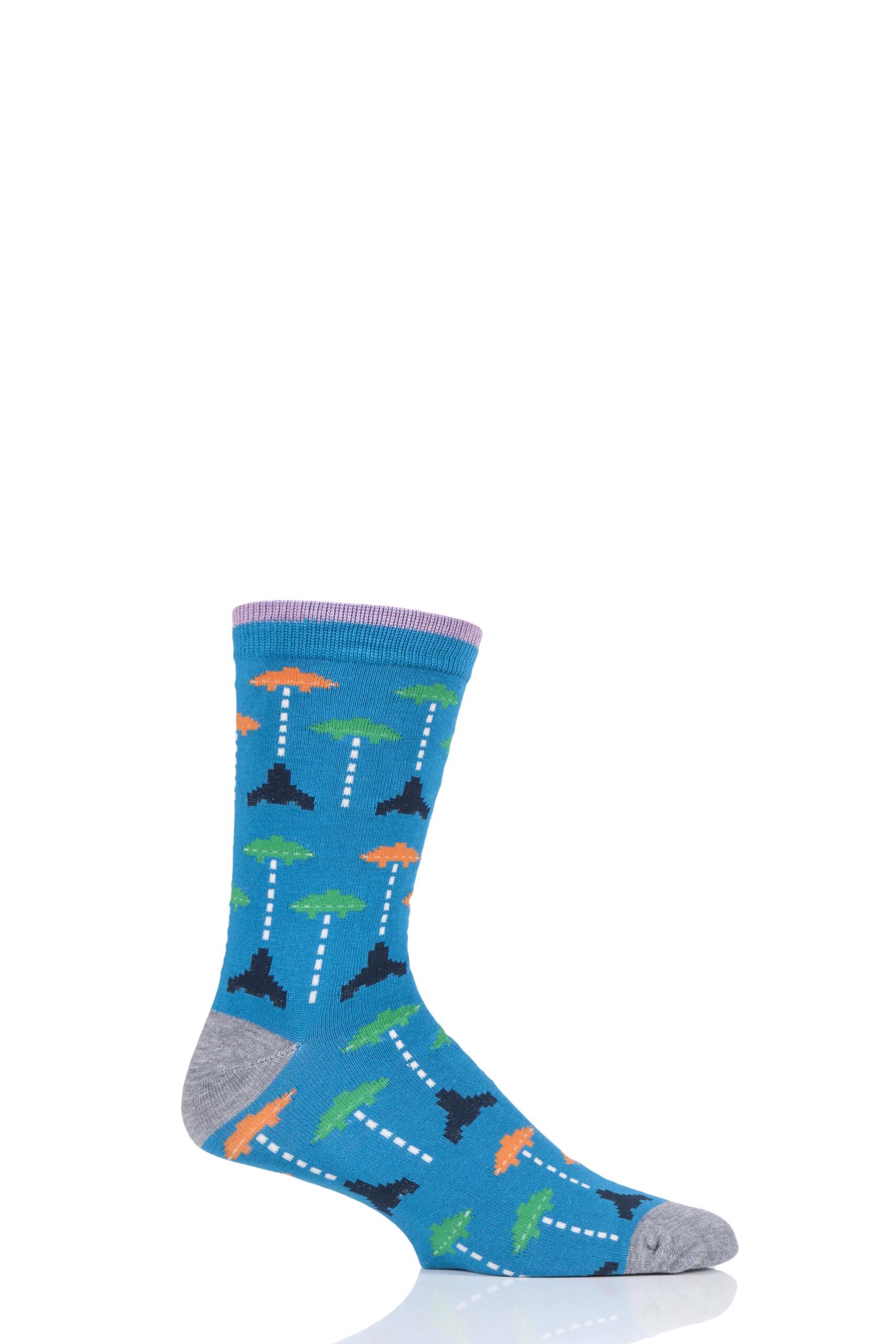 Image of 1 Pair Bright Blue Gaming Bamboo and Organic Cotton Socks Men's 7-11 Mens - Thought