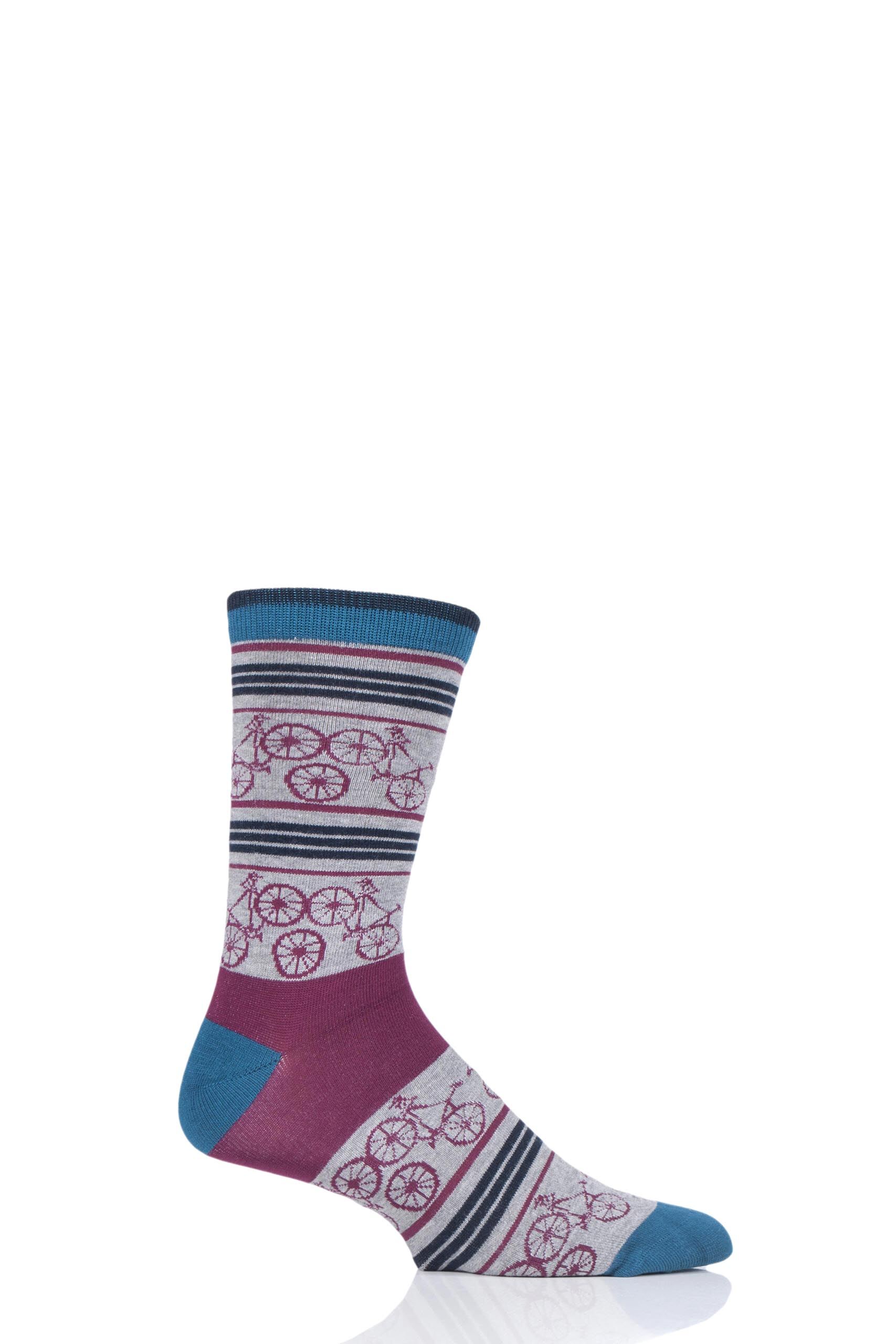 Image of 1 Pair Mid Grey Bicycle Bamboo and Organic Cotton Socks Men's 7-11 Mens - Thought