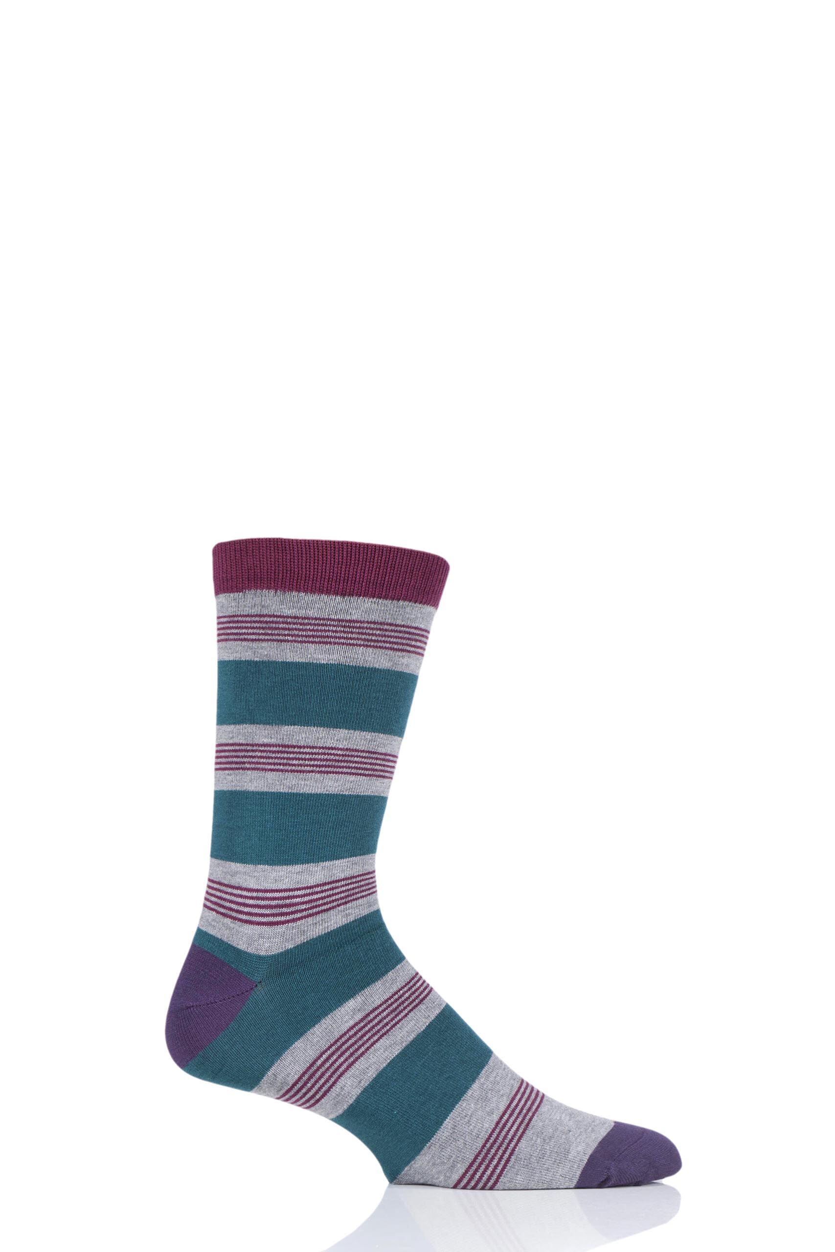 Image of 1 Pair Mid Grey Jesper Stripe Bamboo and Organic Cotton Socks Men's 7-11 Mens - Thought
