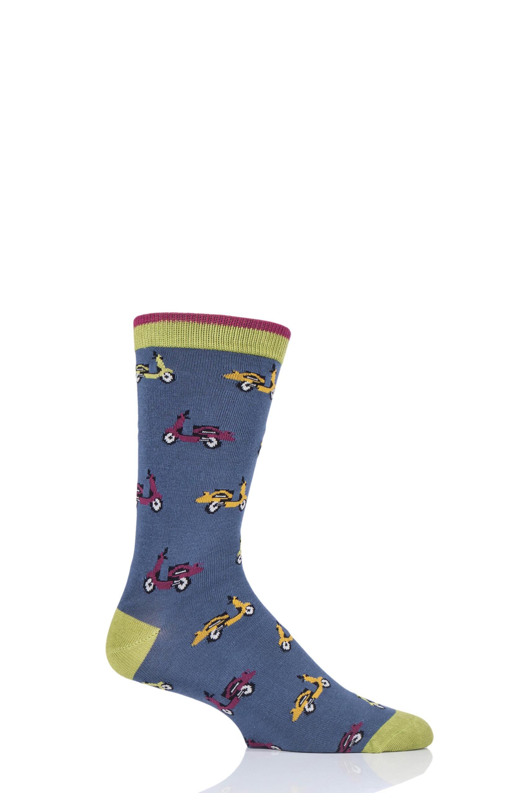 Image of 1 Pair Blue Slate Scooter Bamboo and Organic Cotton Socks Men's 7-11 Mens - Thought