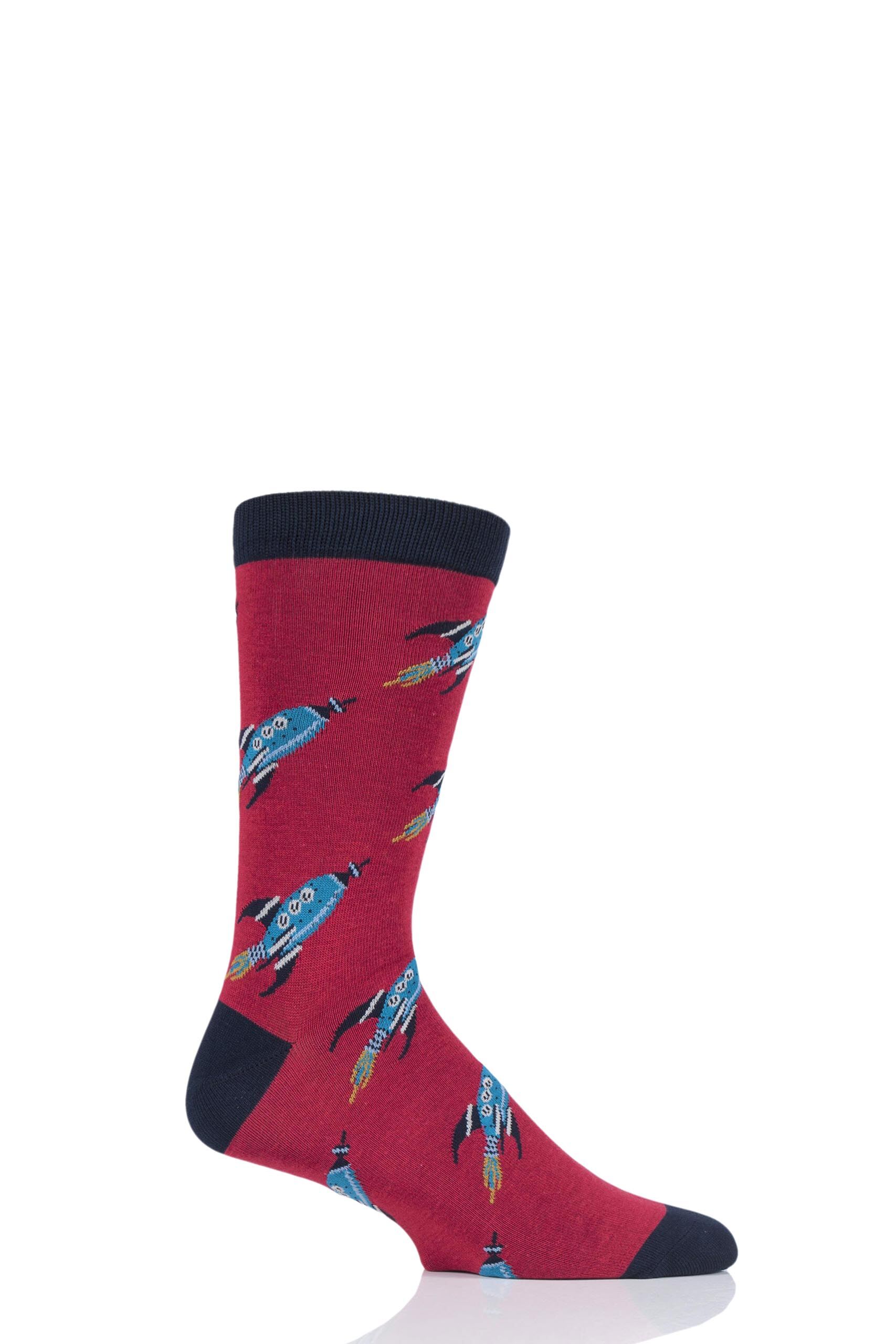 Image of 1 Pair Berry Red Galaxy and Space Bamboo and Organic Cotton Socks Men's 7-11 Mens - Thought