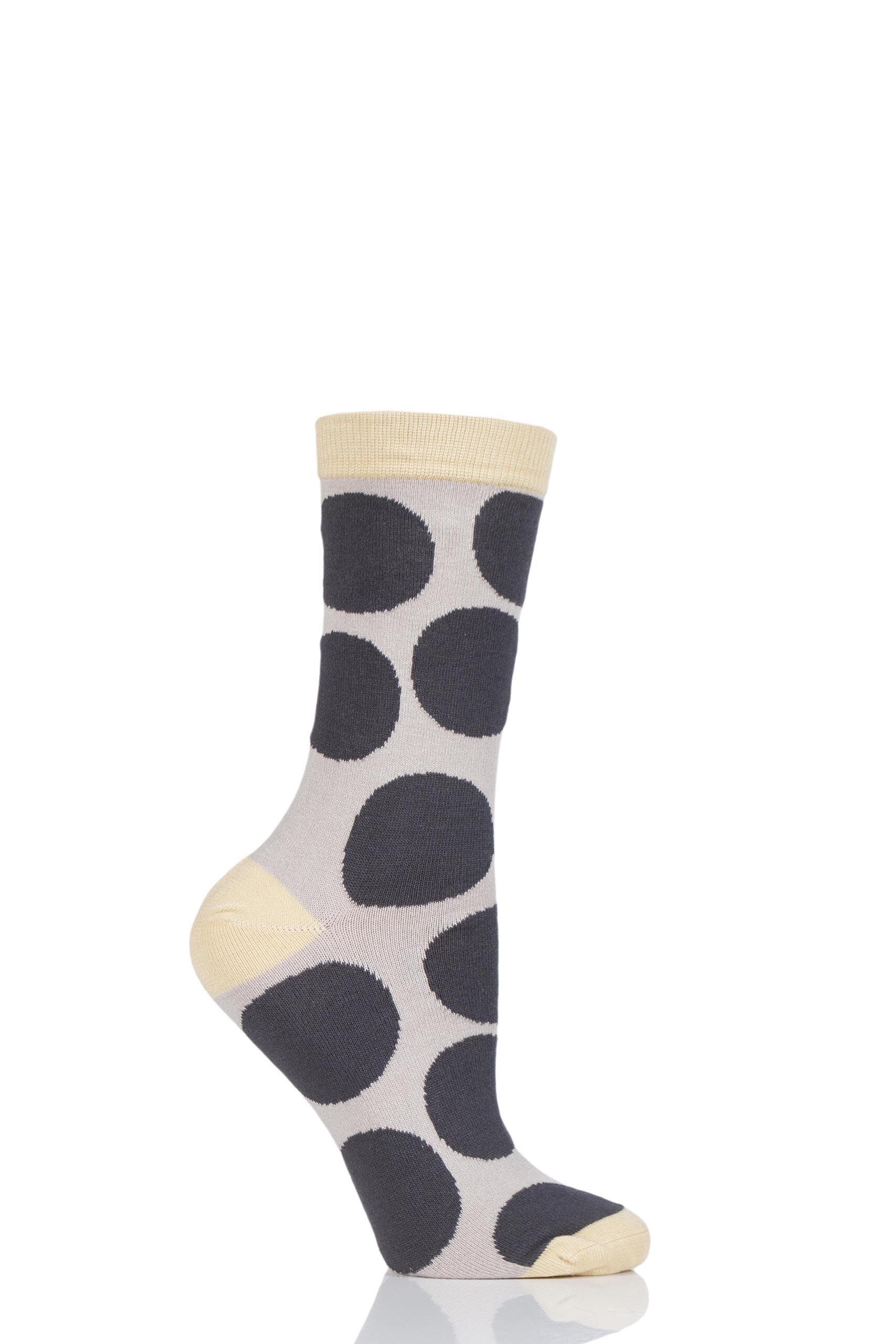 Image of 1 Pair Charcoal Luna Large Dots Bamboo and Organic Cotton Socks Ladies 4-7 Ladies - Thought