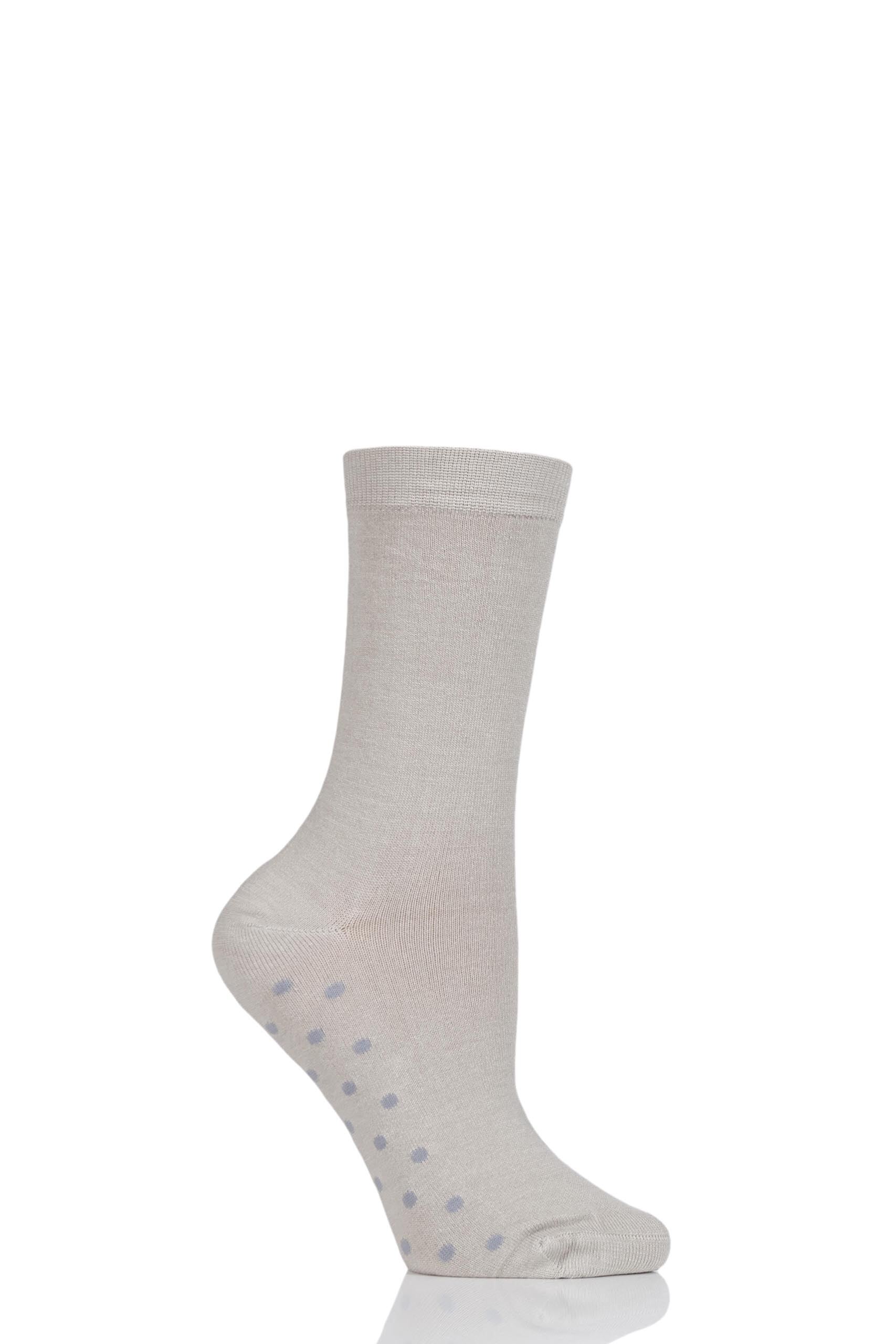 Image of 1 Pair Sand Solid Doris Plain Bamboo Socks Ladies 4-7 Ladies - Thought