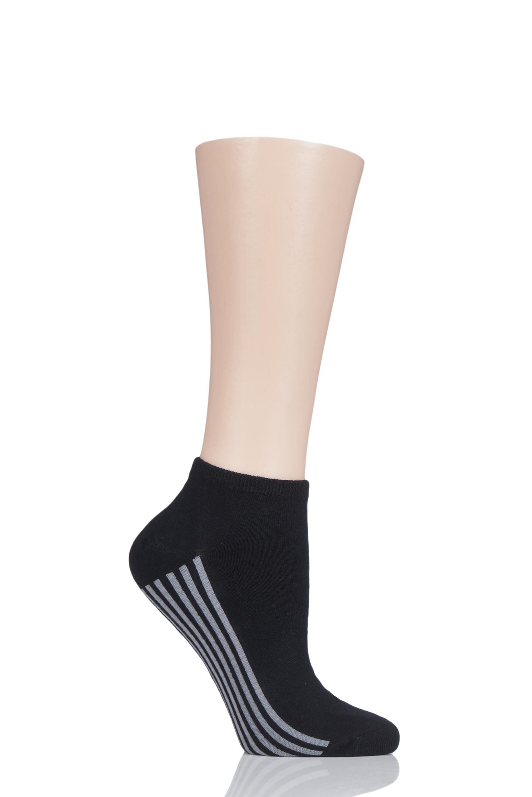 Image of 1 Pair Black Solid Jane Bamboo and Organic Cotton Trainer Socks Ladies 4-7 Ladies - Thought