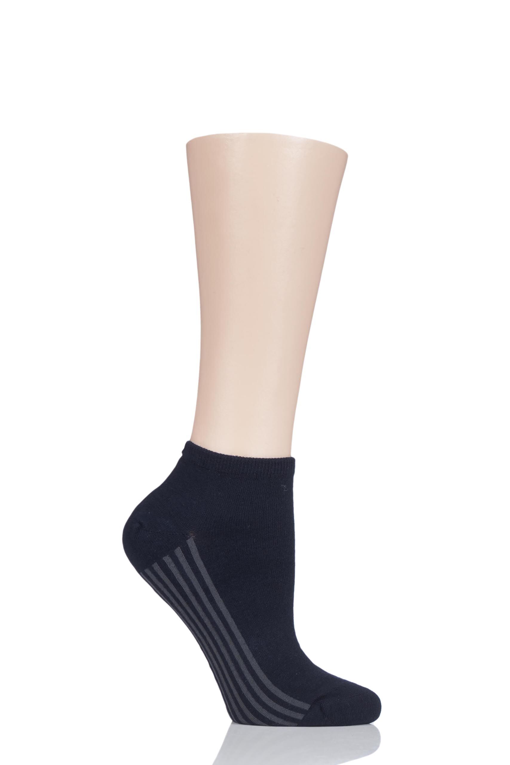 Image of 1 Pair Navy Solid Jane Bamboo and Organic Cotton Trainer Socks Ladies 4-7 Ladies - Thought