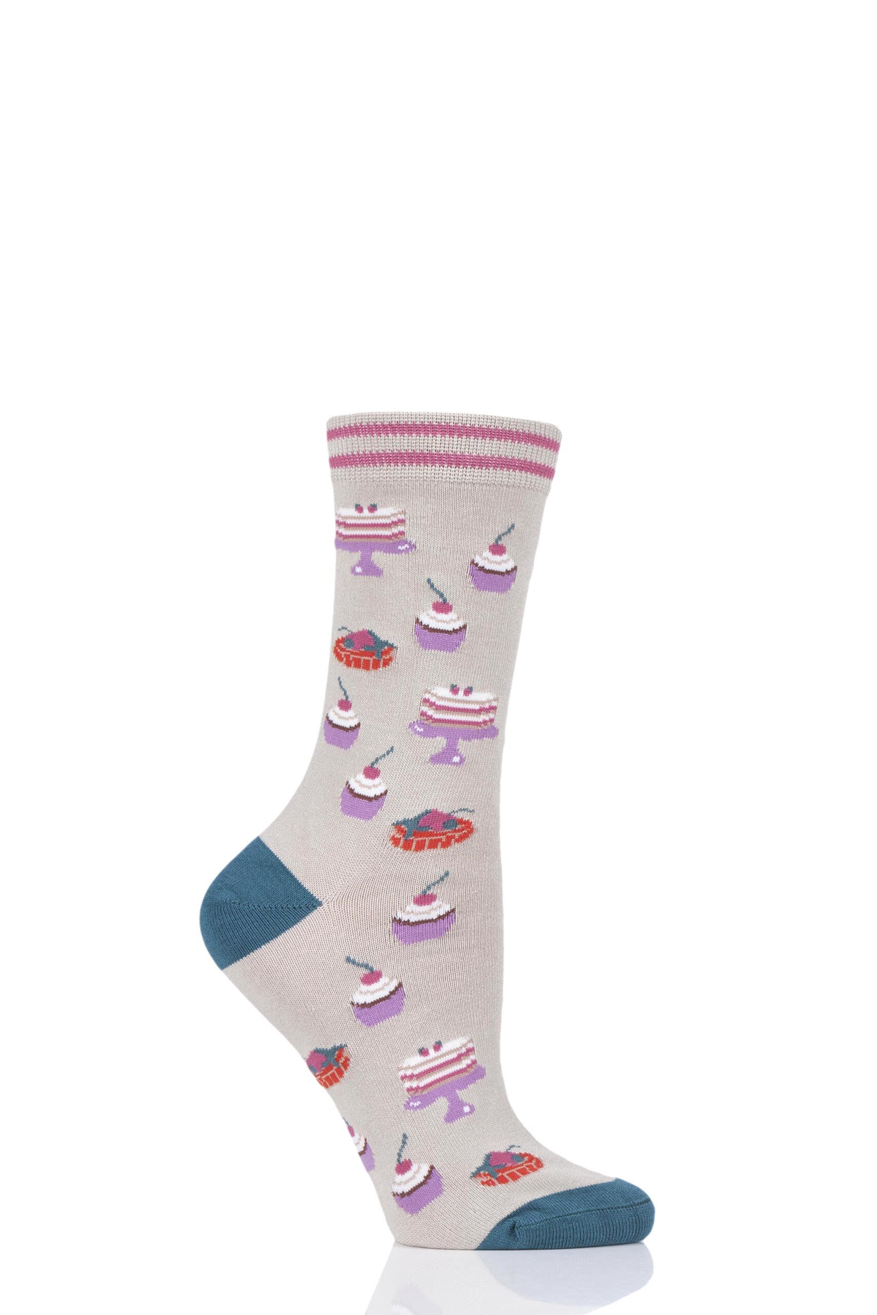 Image of 1 Pair Cream Cupcake Bamboo and Organic Cotton Socks Ladies 4-7 Ladies - Thought