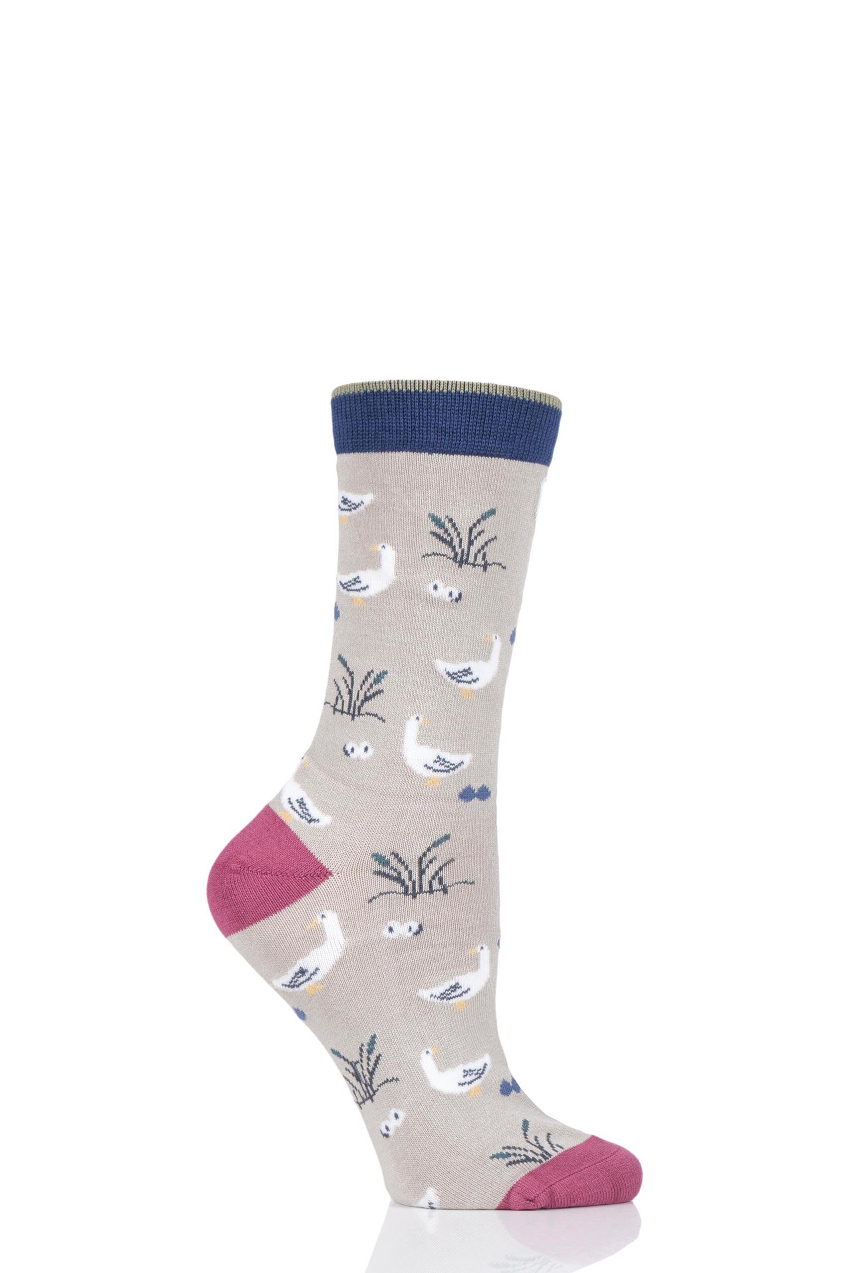 Image of 1 Pair Cream Goosey Lucy Bamboo and Organic Cotton Socks Ladies 4-7 Ladies - Thought