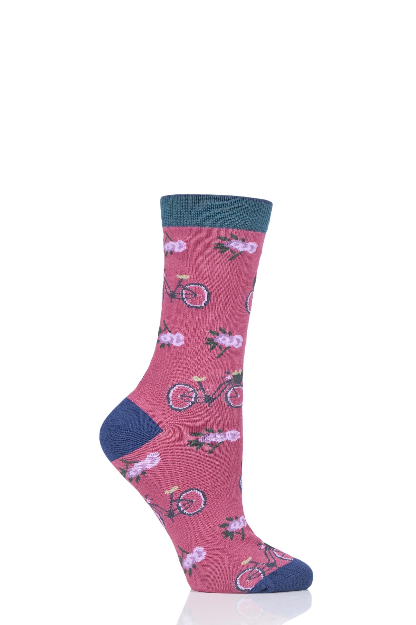 Image of 1 Pair Blush Pink Bicycle Bamboo and Organic Cotton Socks Ladies 4-7 Ladies - Thought