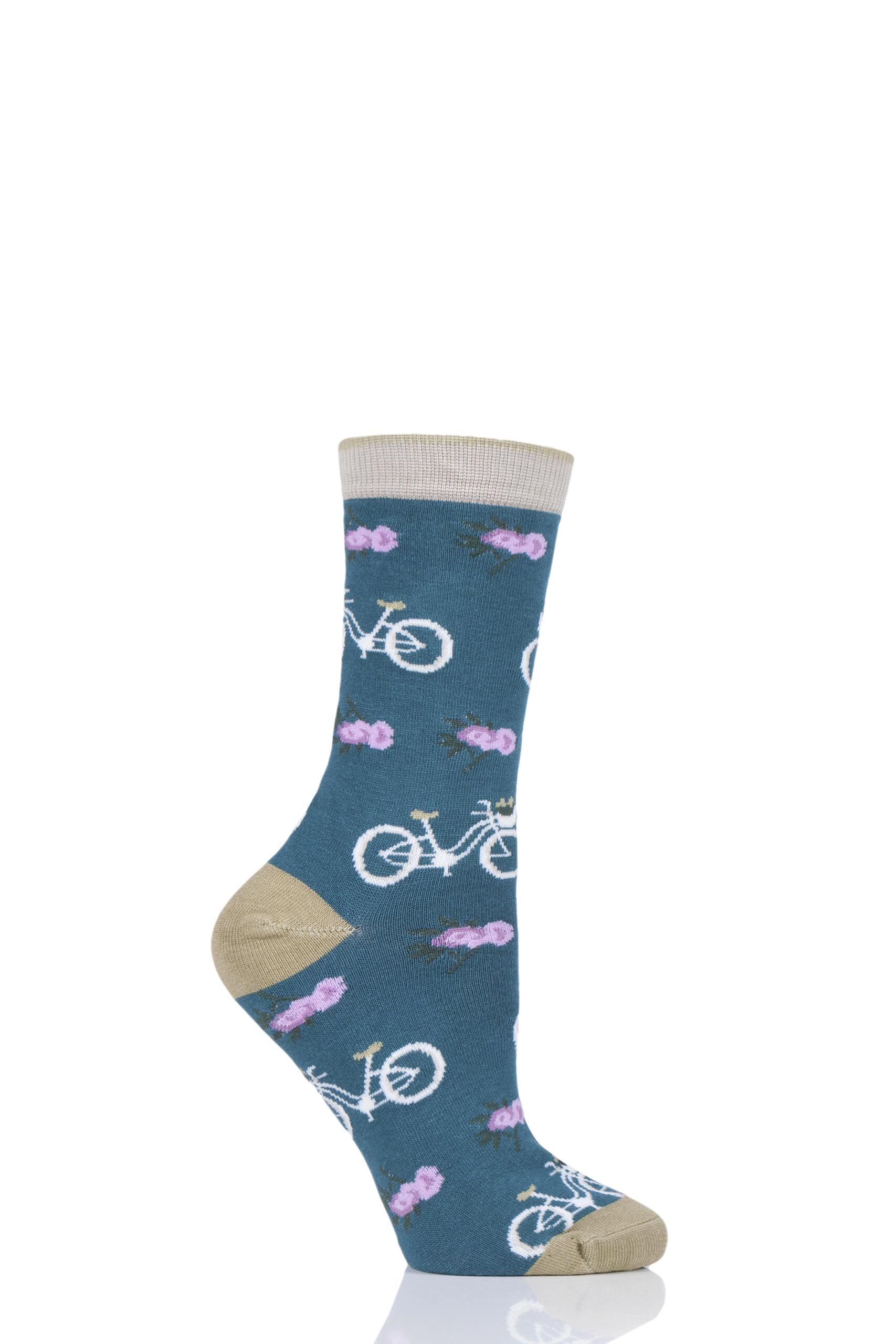 Image of 1 Pair Kingfisher Bicycle Bamboo and Organic Cotton Socks Ladies 4-7 Ladies - Thought
