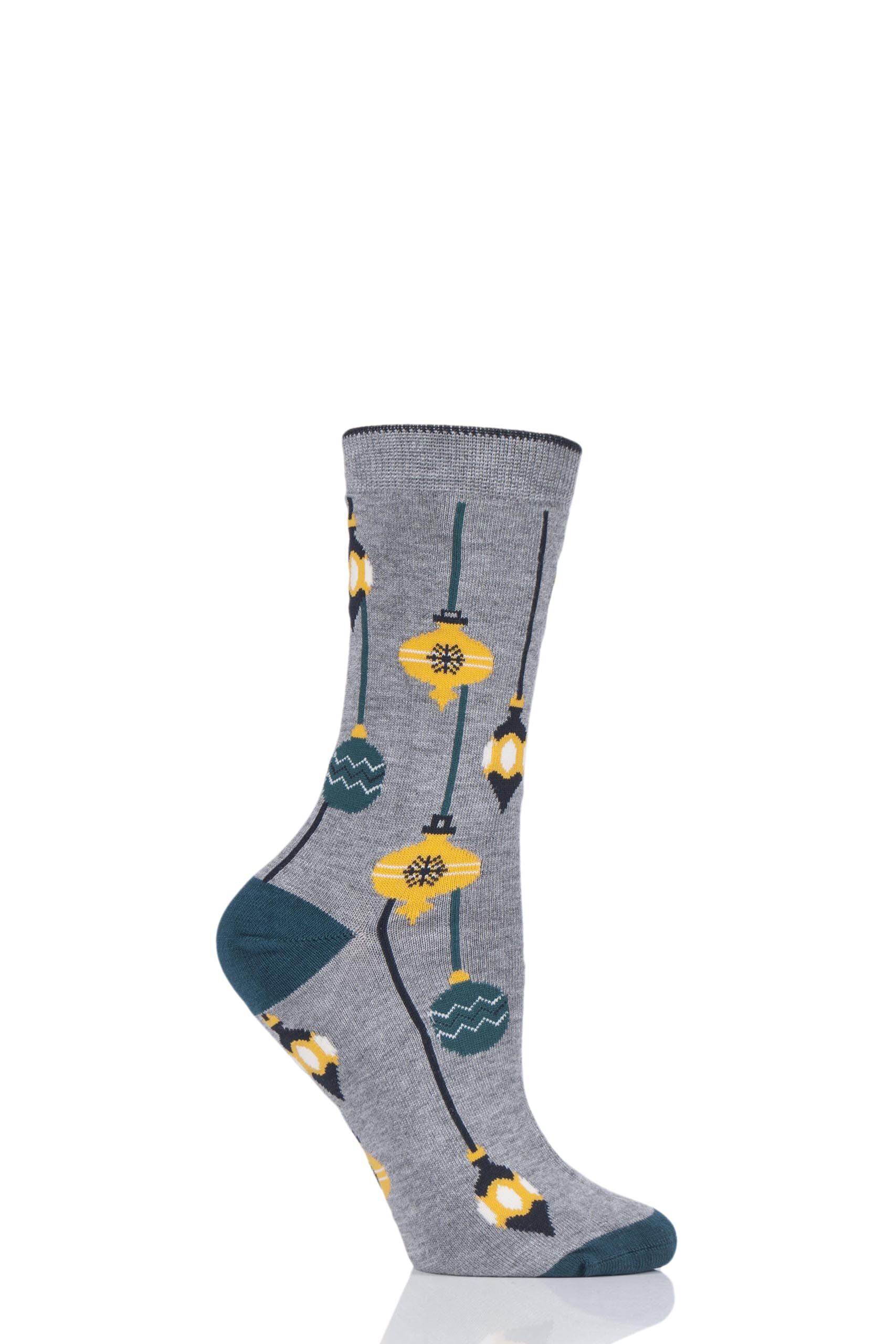Image of 1 Pair Grey Marl Thought Bauble Bamboo and Organic Cotton Socks Ladies 4-7 Ladies - Isotoner