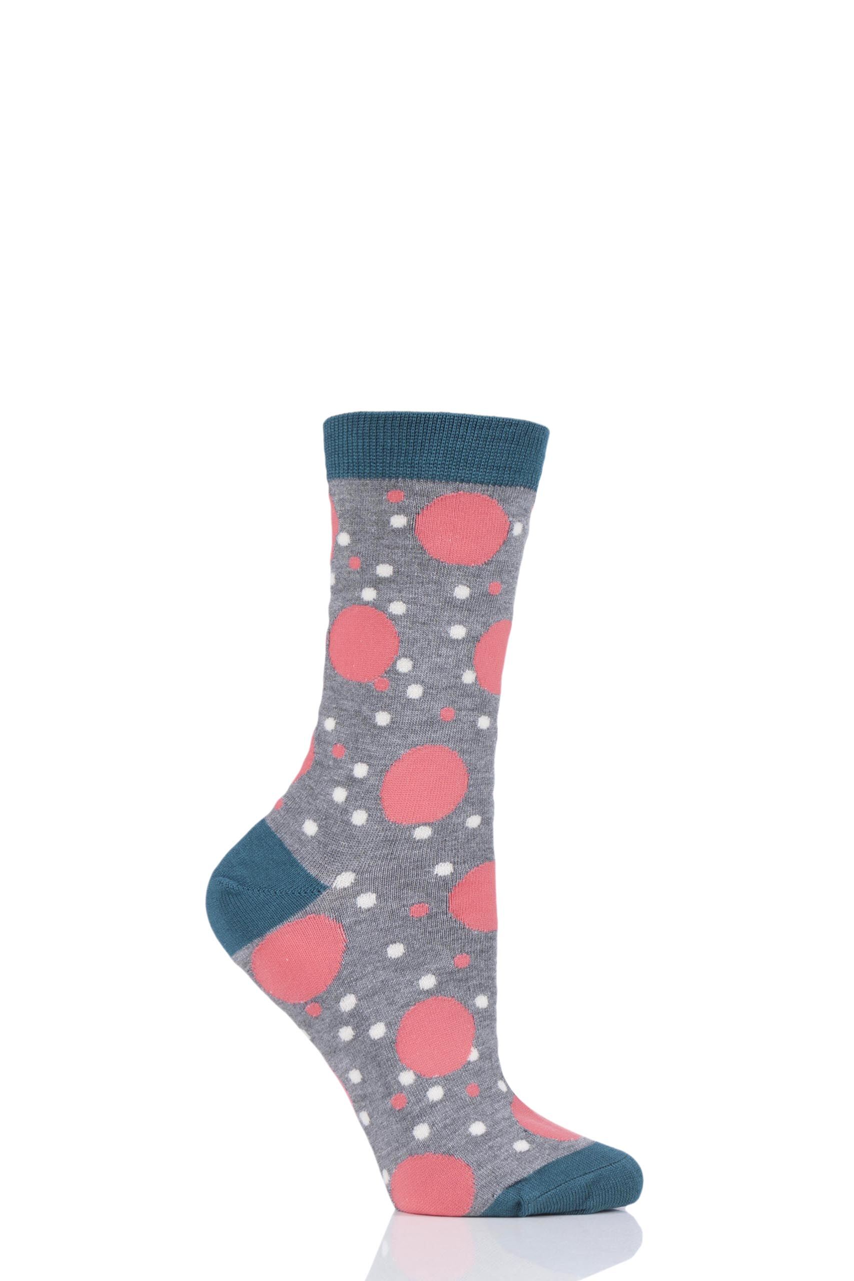 Image of 1 Pair Mid Grey Mamie Spot Bamboo and Organic Cotton Socks Ladies 4-7 Ladies - Thought