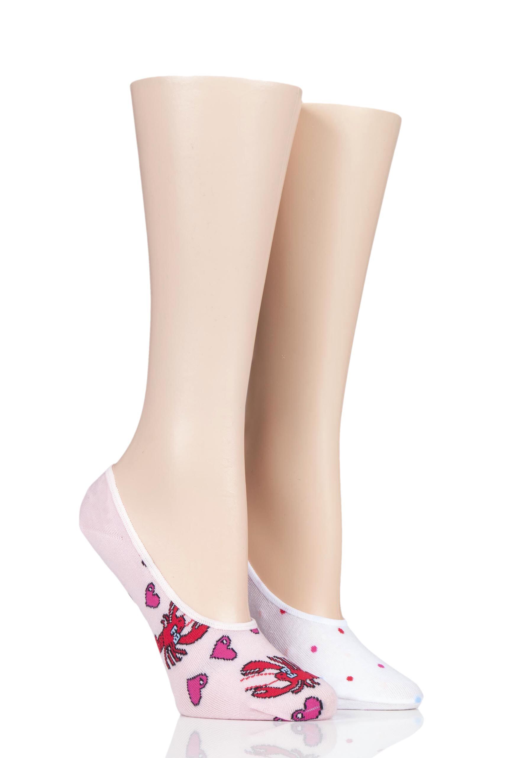 Image of 2 Pair Lobster Novelty Ped Cotton Socks Ladies 4-8 Ladies - Wild Feet