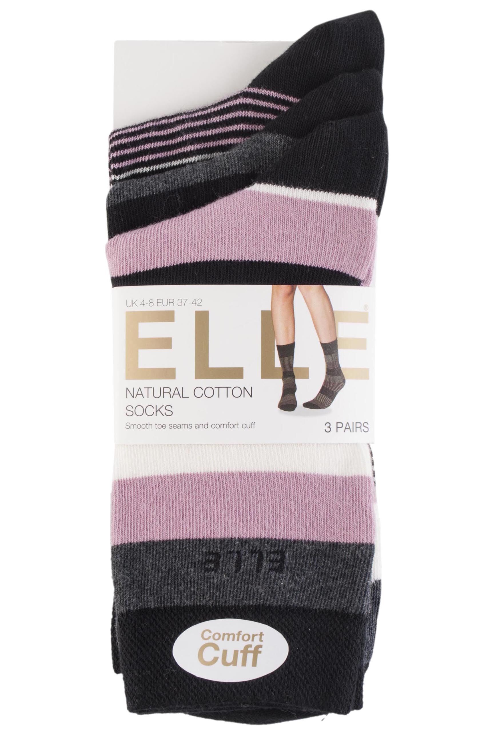 Ladies Elle Striped Cotton Socks from