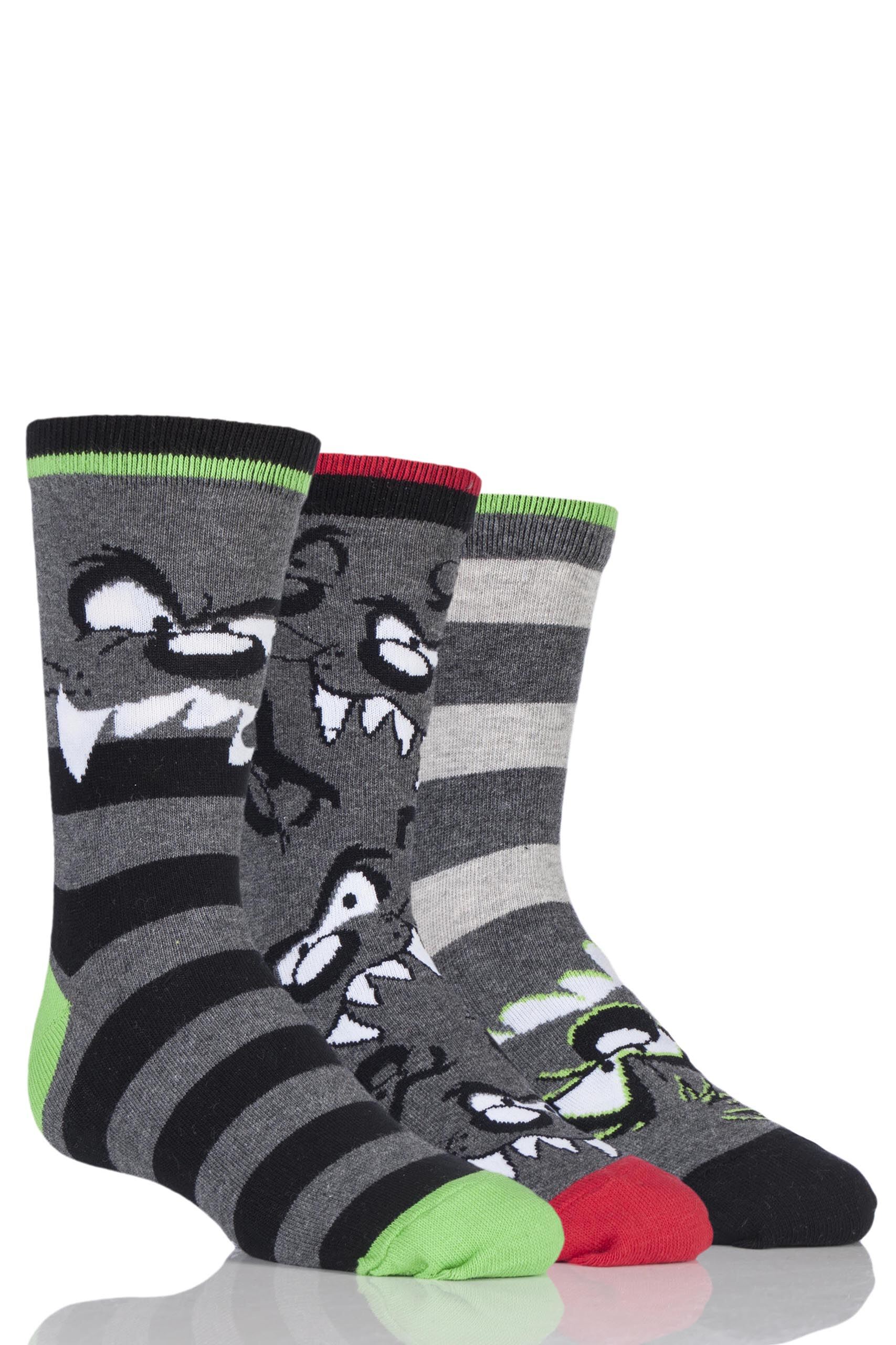 Image of 3 Pair Assorted Taz Socks Kids Unisex 4-6.5 Kids (13-15 Years) - Film & TV Characters