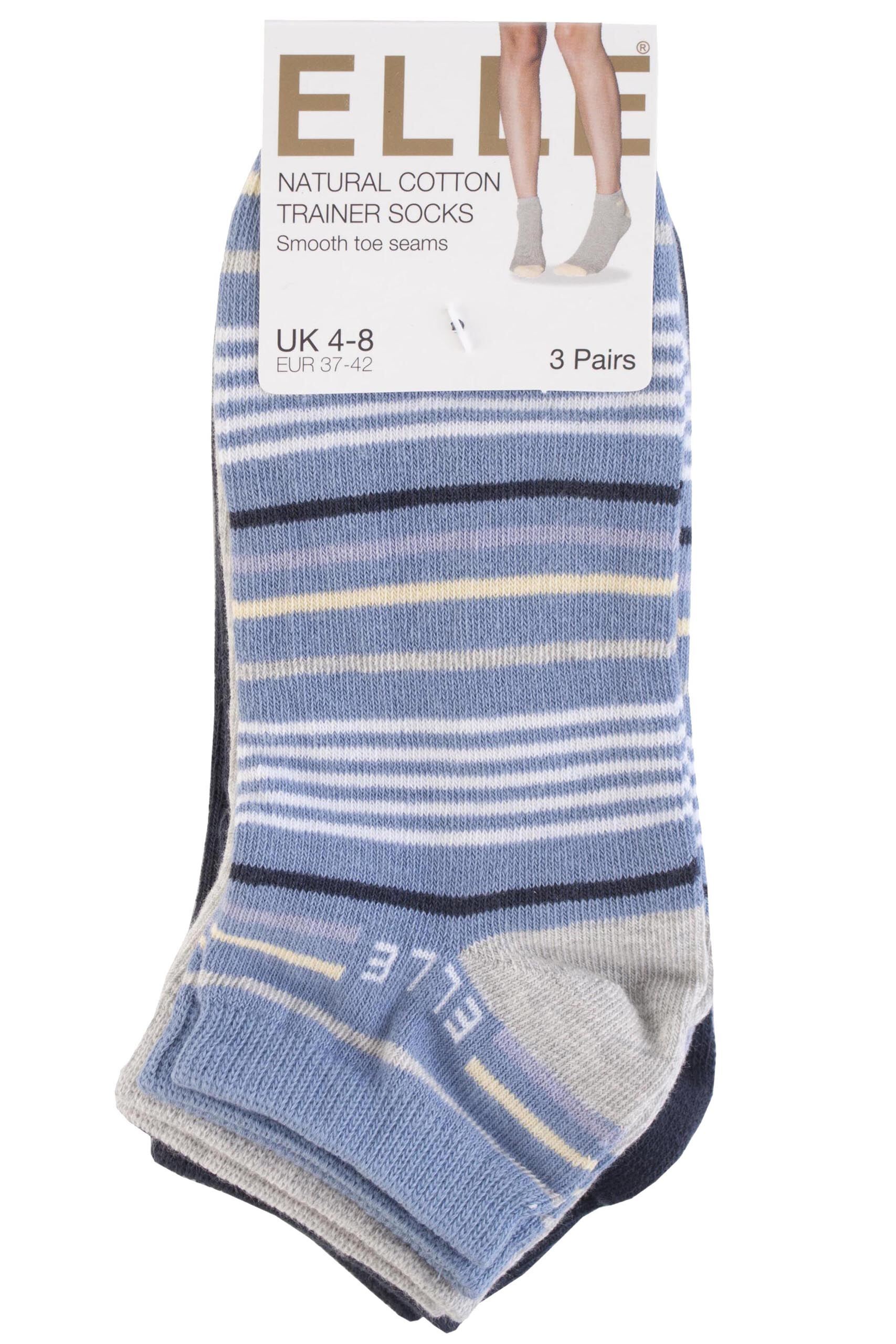 Elle Bright Striped Cotton Trainer Socks