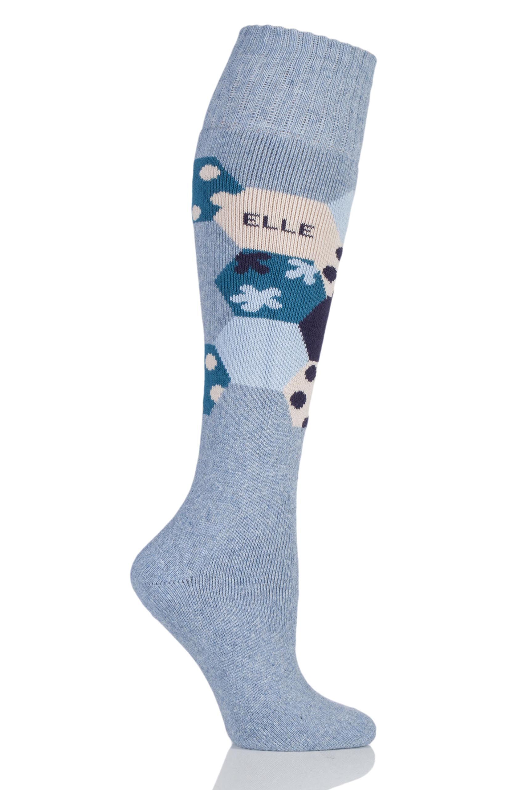 Image of 1 Pair Cosmic Blue Wool Blend Winter Knee High Socks Ladies 4-8 Ladies - Elle