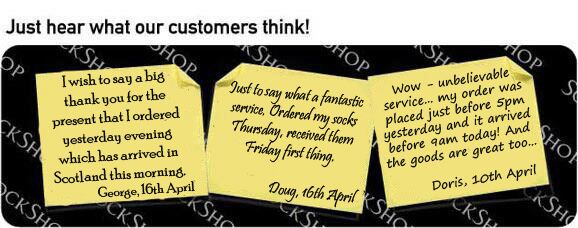 What our customers think at SockShop.co.uk - 19th April 2010 What our customers think at SockShop.co.uk - 19th April 2010