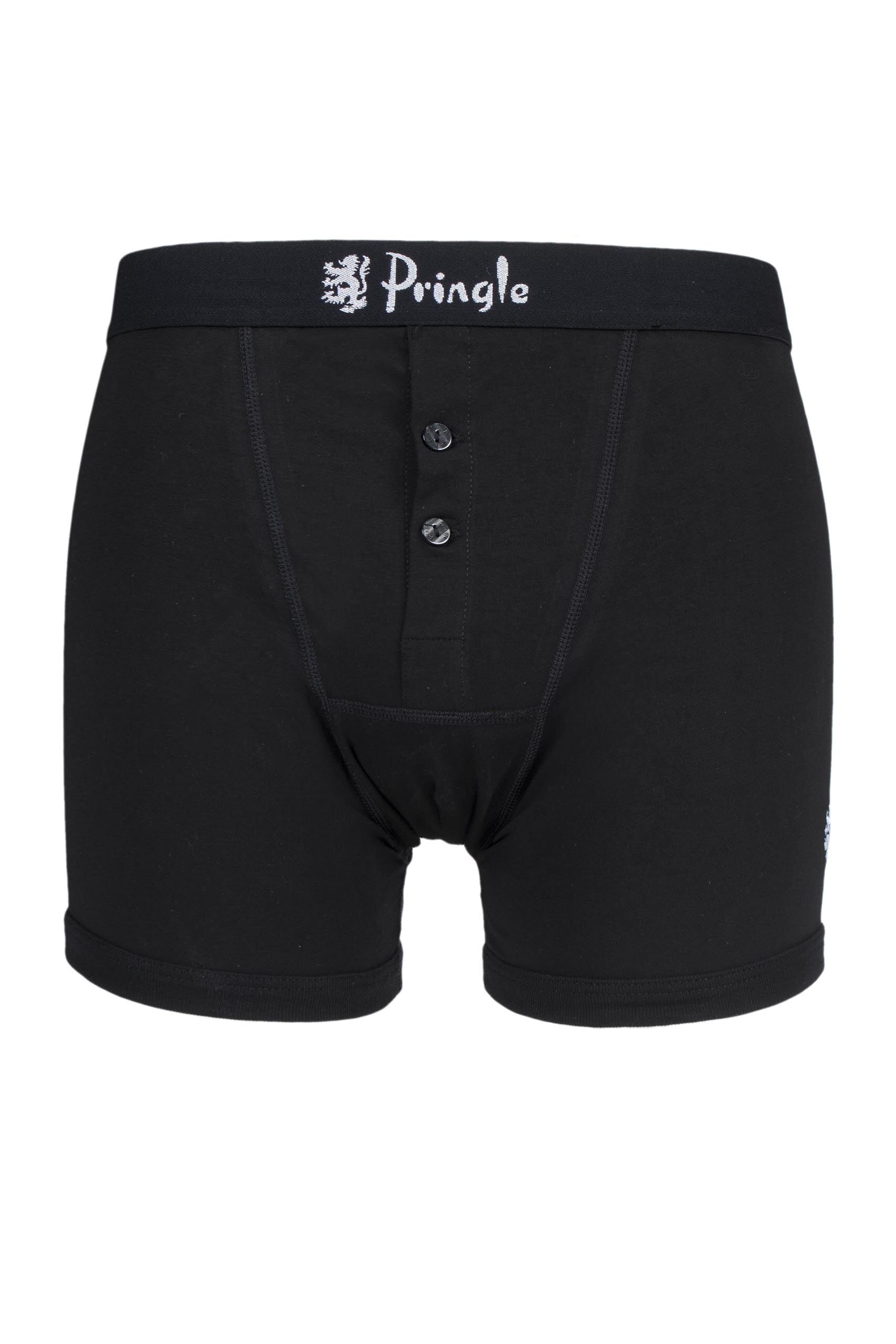 Image of 1 Pack Black Button Fly Cotton Fitted Boxer Shorts Men's XX-Large - Pringle
